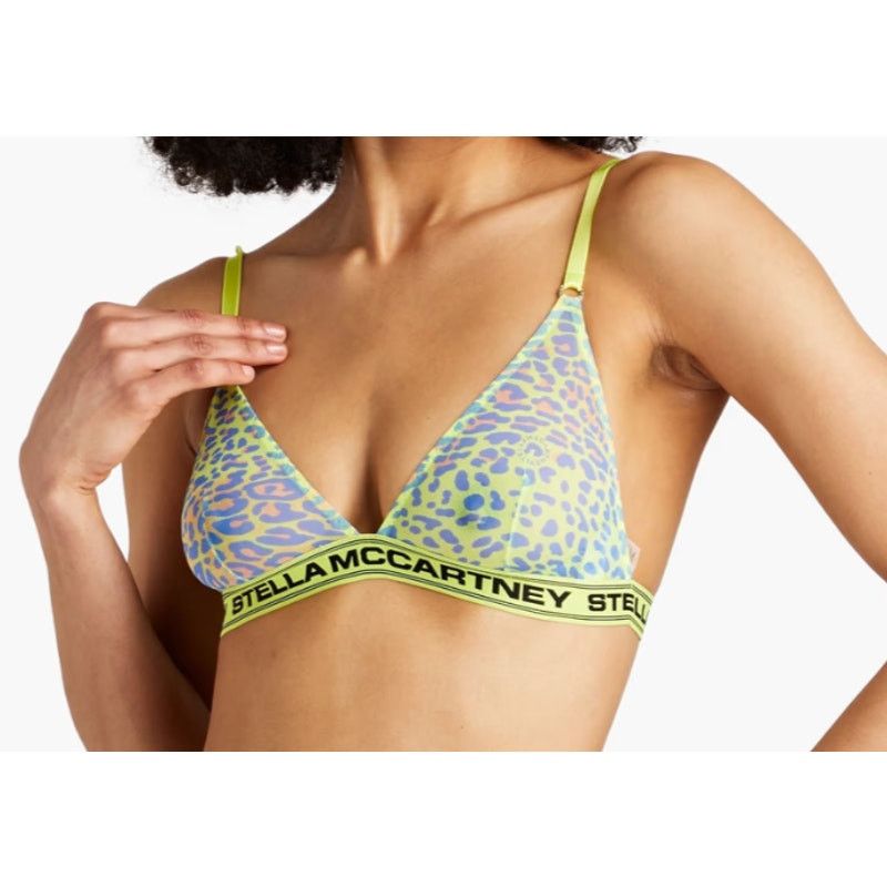 Stella McCartney Leopard-print stretch-mesh triangle bra line Green Size ONE SIZE - 4 Thumbnail
