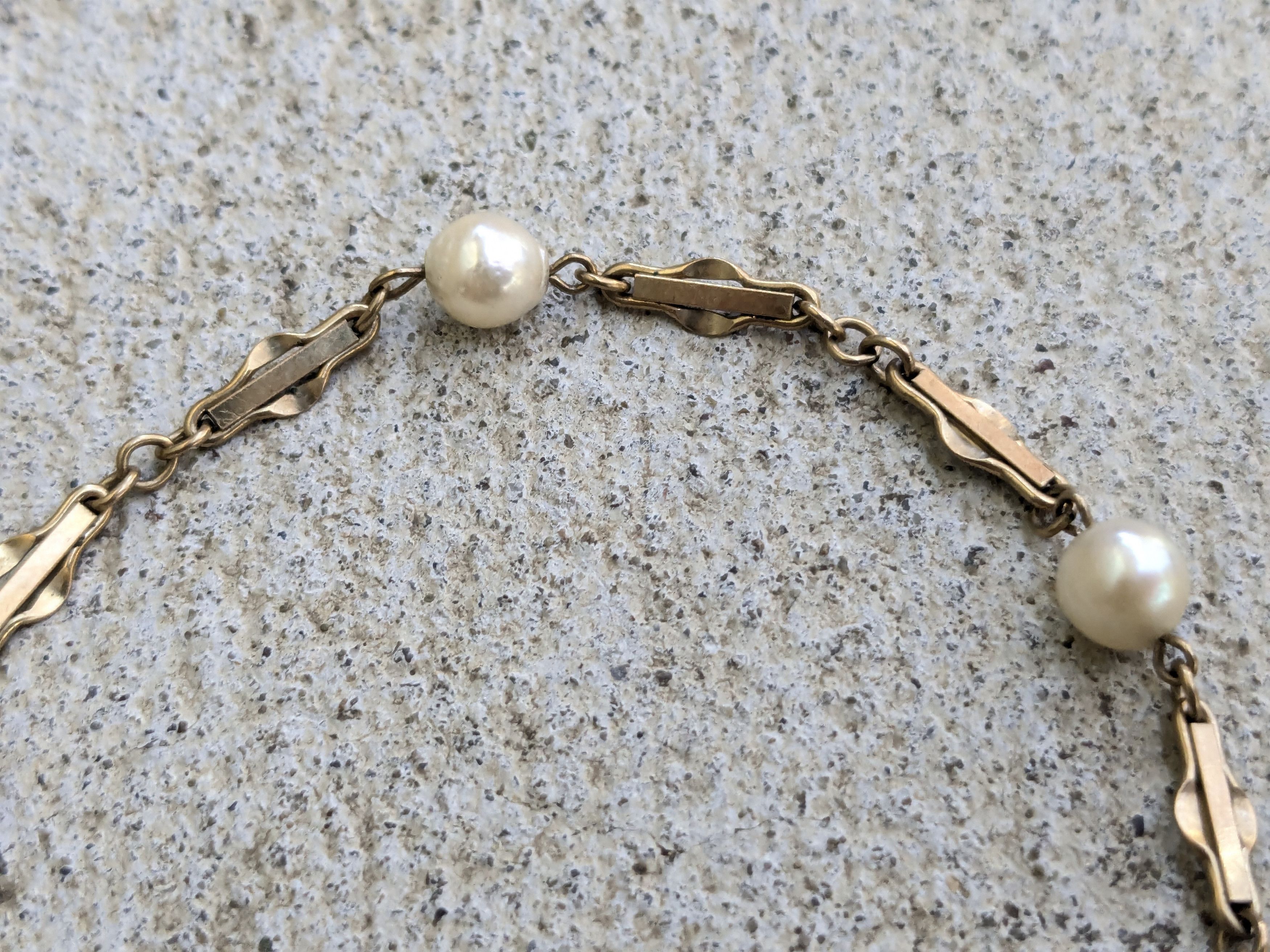 Jewelry × Vintage Vintage Gold Bracelet Pearl Bracelet 1/20 12k GF 7.5" Size ONE SIZE - 4 Thumbnail
