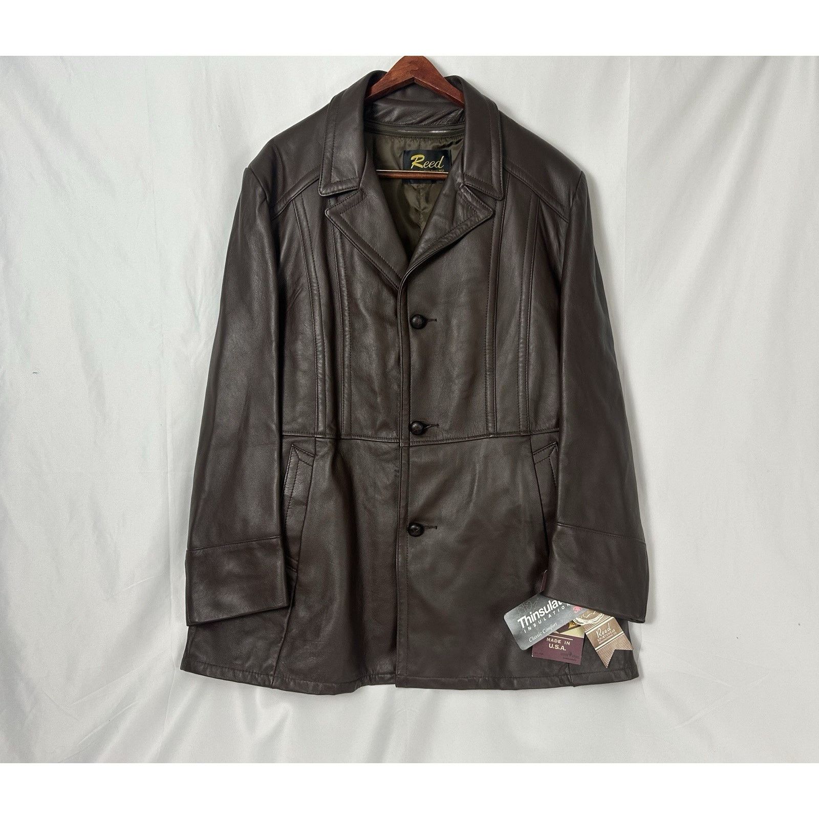 Reed VTG 90s Reed Leather Jacket Brown Overcoat XXL NWT Size US XXL / EU 58 / 5 - 1 Thumbnail