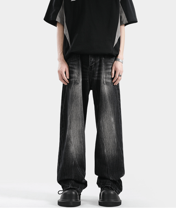 Japanese Brand × Jean High street lightning pattern trendy handsome straight jeans Size US 32 / EU 48 - 1 Thumbnail