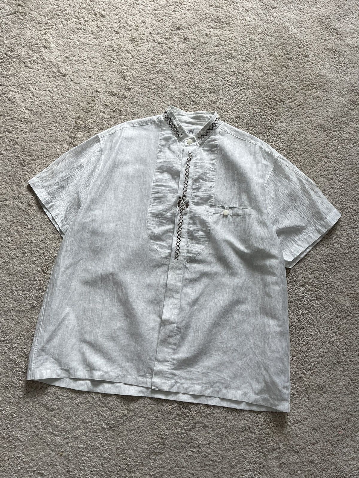 image of Vintage Balenciaga Hawaiian Shirt in White, Men's (Size Large)