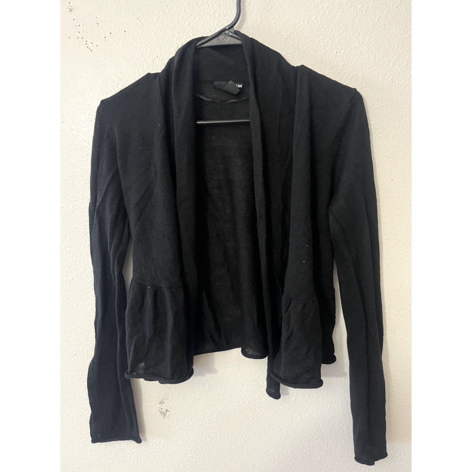 H&M H&M Cardigan Sweater Black Open Front Knit Slim Cardigan Womens Small Regular Fit Knit - Black Long Sleeve Casual Seasonal Size S / US 4 / IT 40 - 2 Thumbnail