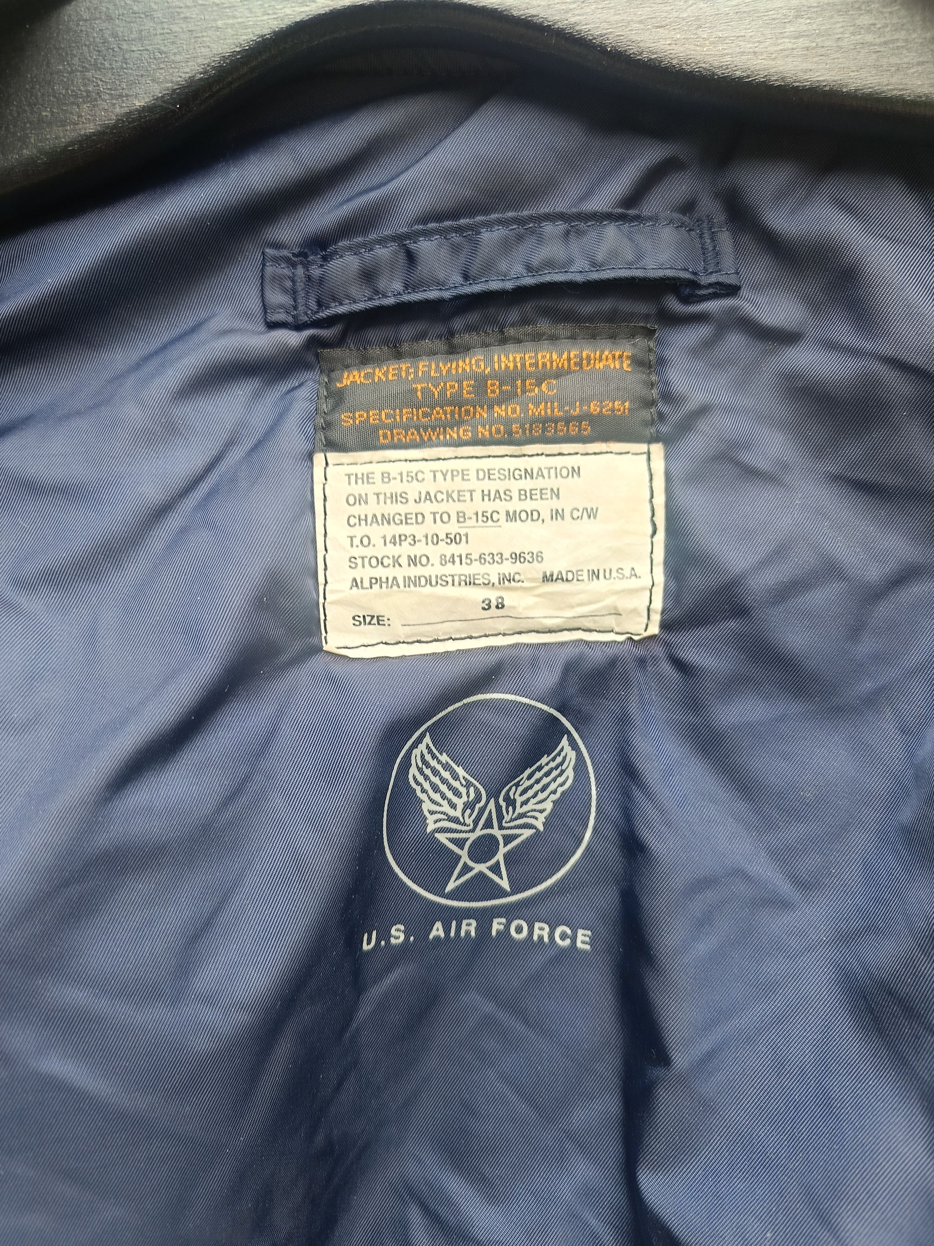 Alpha Industries ALPHA INDUSTRIES 50's Reproduction B-15C Flight Jacket Size US M / EU 48-50 / 2 - 16 Thumbnail