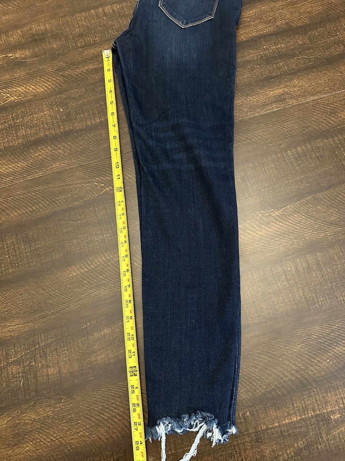 Kancan USA Kancan Jeans Skinny Frayed Raw Hem Dark Wash Button Fly-28 Size 28" / US 6 / IT 42 - 4 Thumbnail