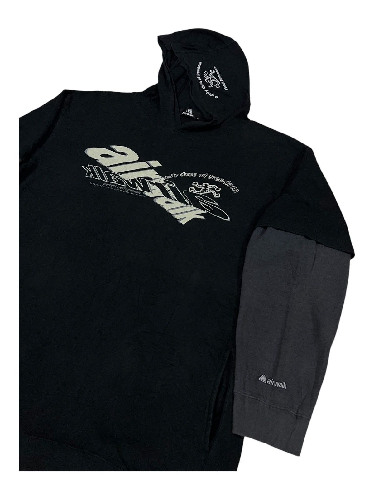 Airwalk × Tribal Streetwear × Vintage Y2K Airwalk Running Man Logo Skater Double Sleeve Hoodie Size US L / EU 52-54 / 3 - 2 Thumbnail