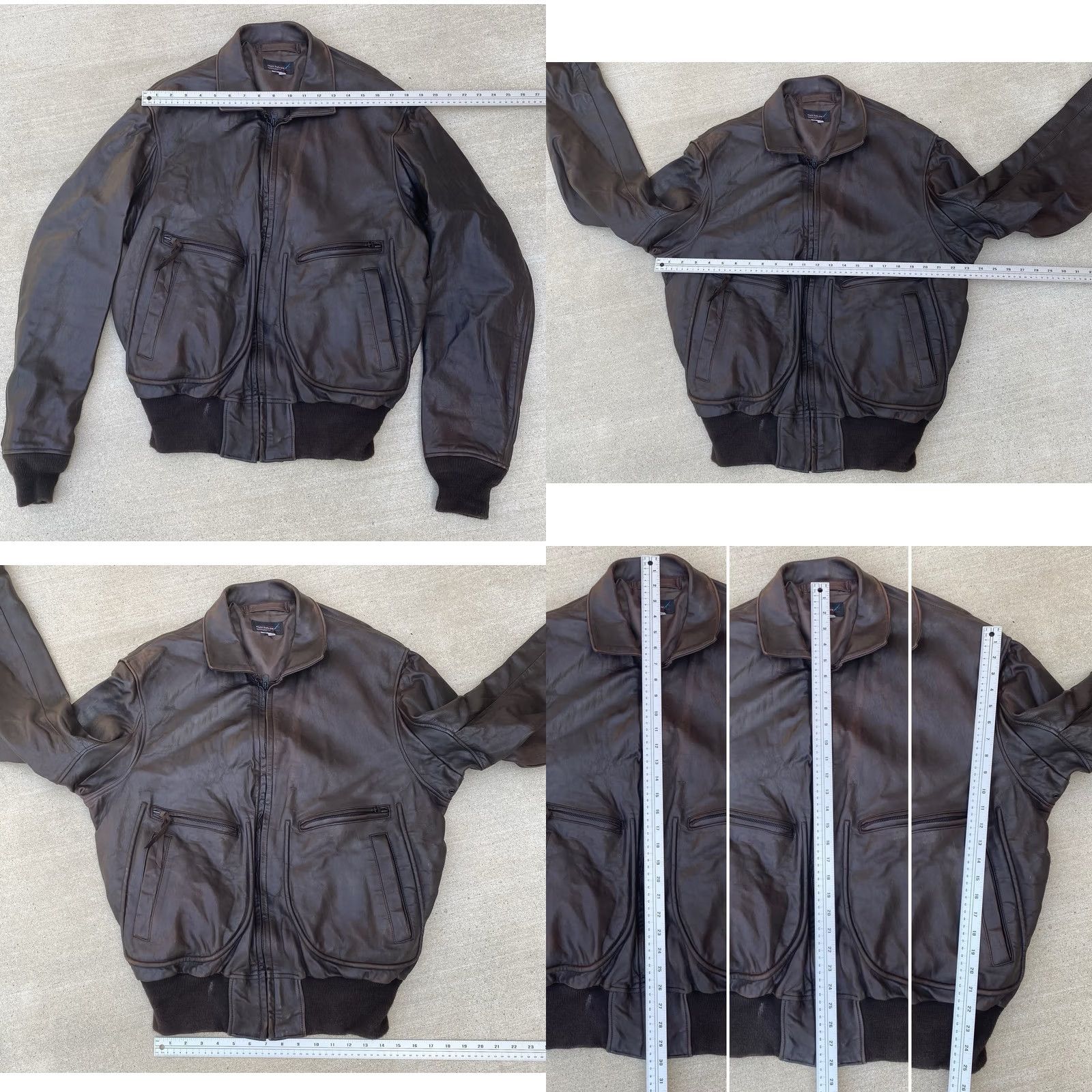 Vintage VINTAGE Flight Suits Ltd Leather Bomber Jacket 44 Long USA Brown Flight Worn Mens Jacket Size US S / EU 44-46 / 1 - 11 Thumbnail