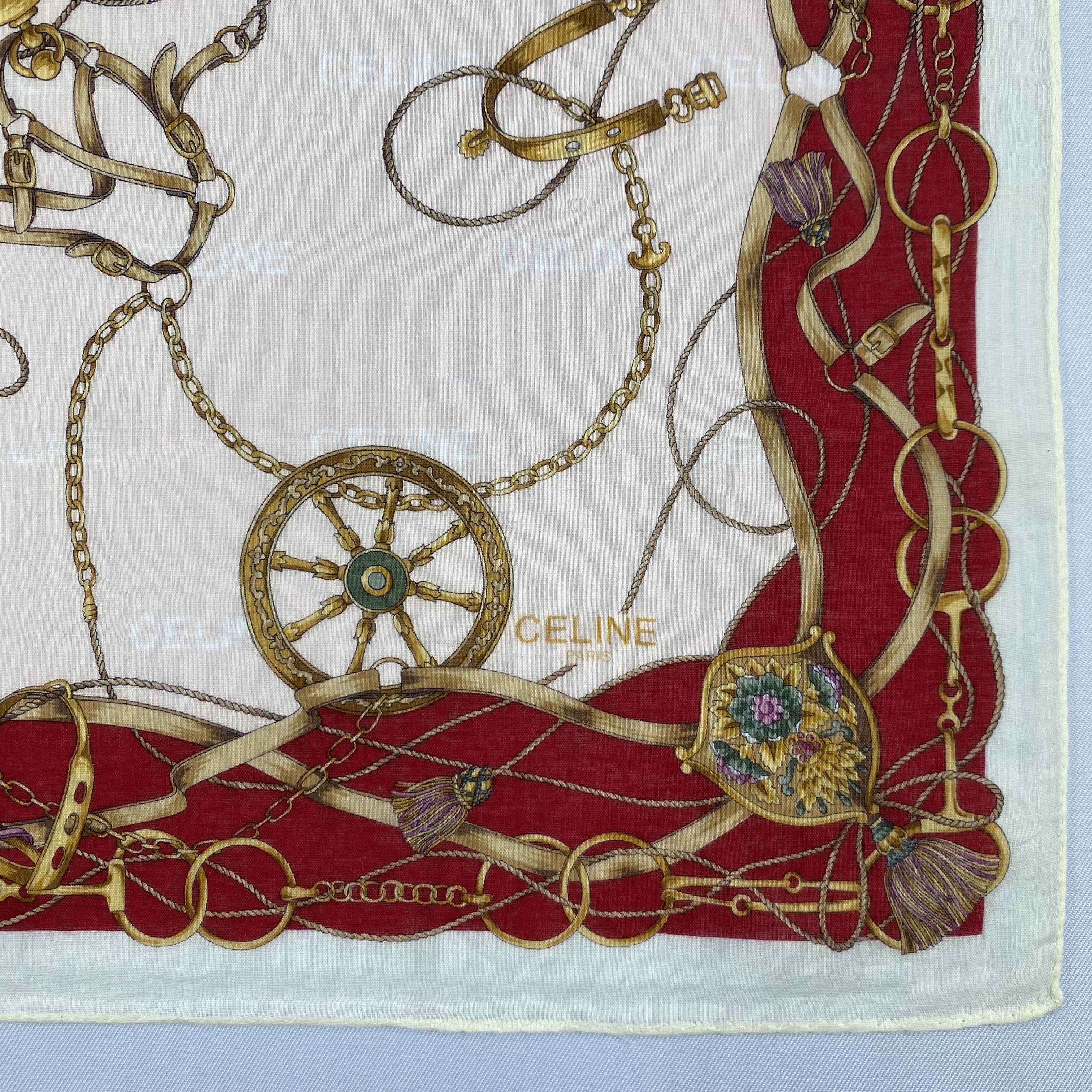 Celine Vintage Celine Paris Silk Scarf - Equestrian Harness Motif Size ONE SIZE - 3 Thumbnail