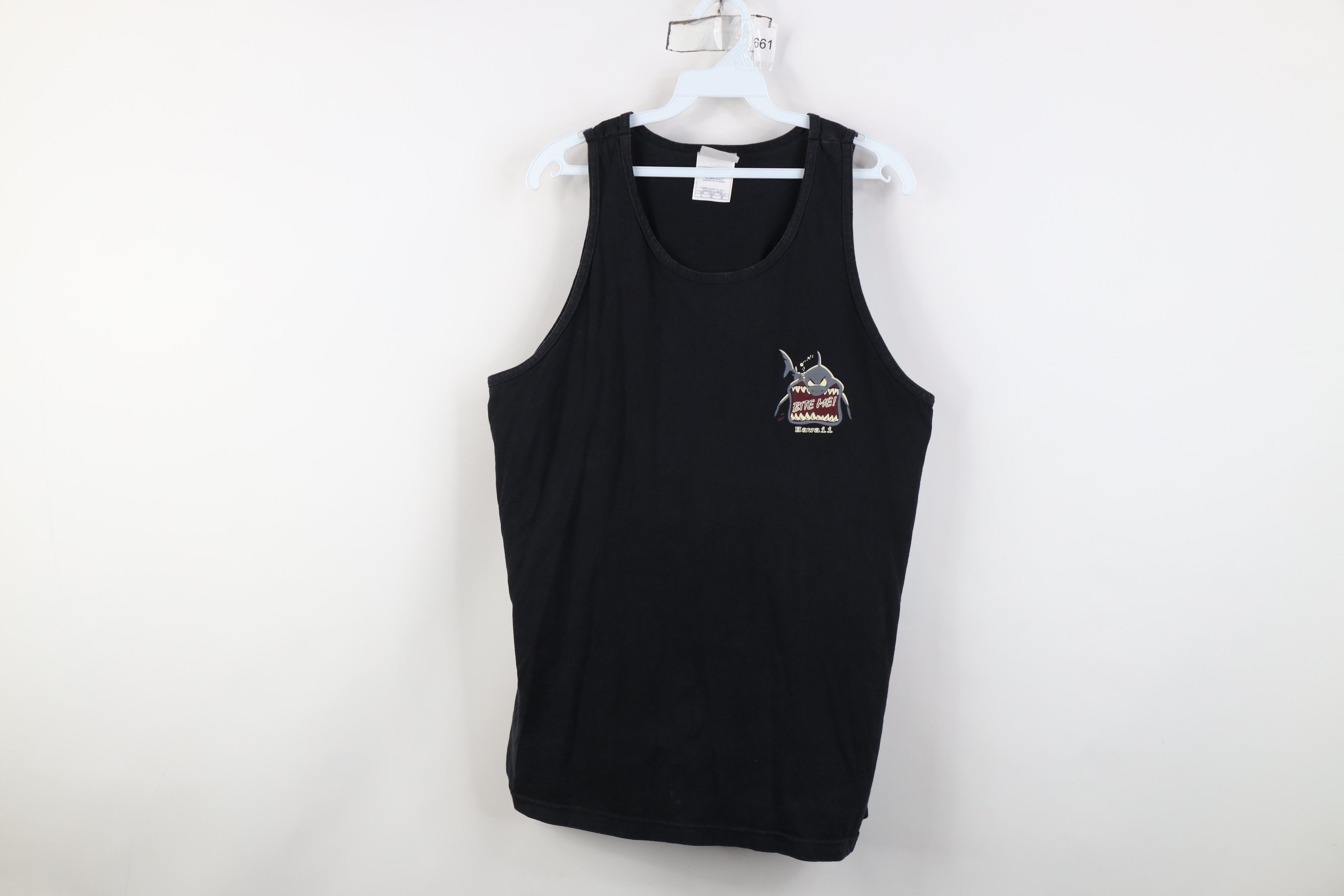 Vintage Vintage 90s Streetwear Shark Bite Me Hawaii Tank Top T-Shirt Size US L / EU 52-54 / 3 - 1 Thumbnail