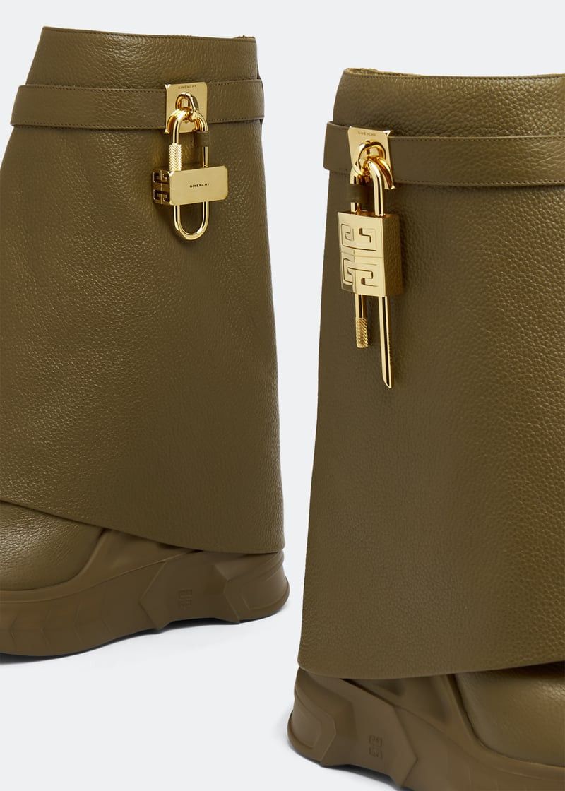 Givenchy o1w1db10525 Shark Lock Ankle Biker Boots in Green Size US 6 / IT 36 - 2 Thumbnail