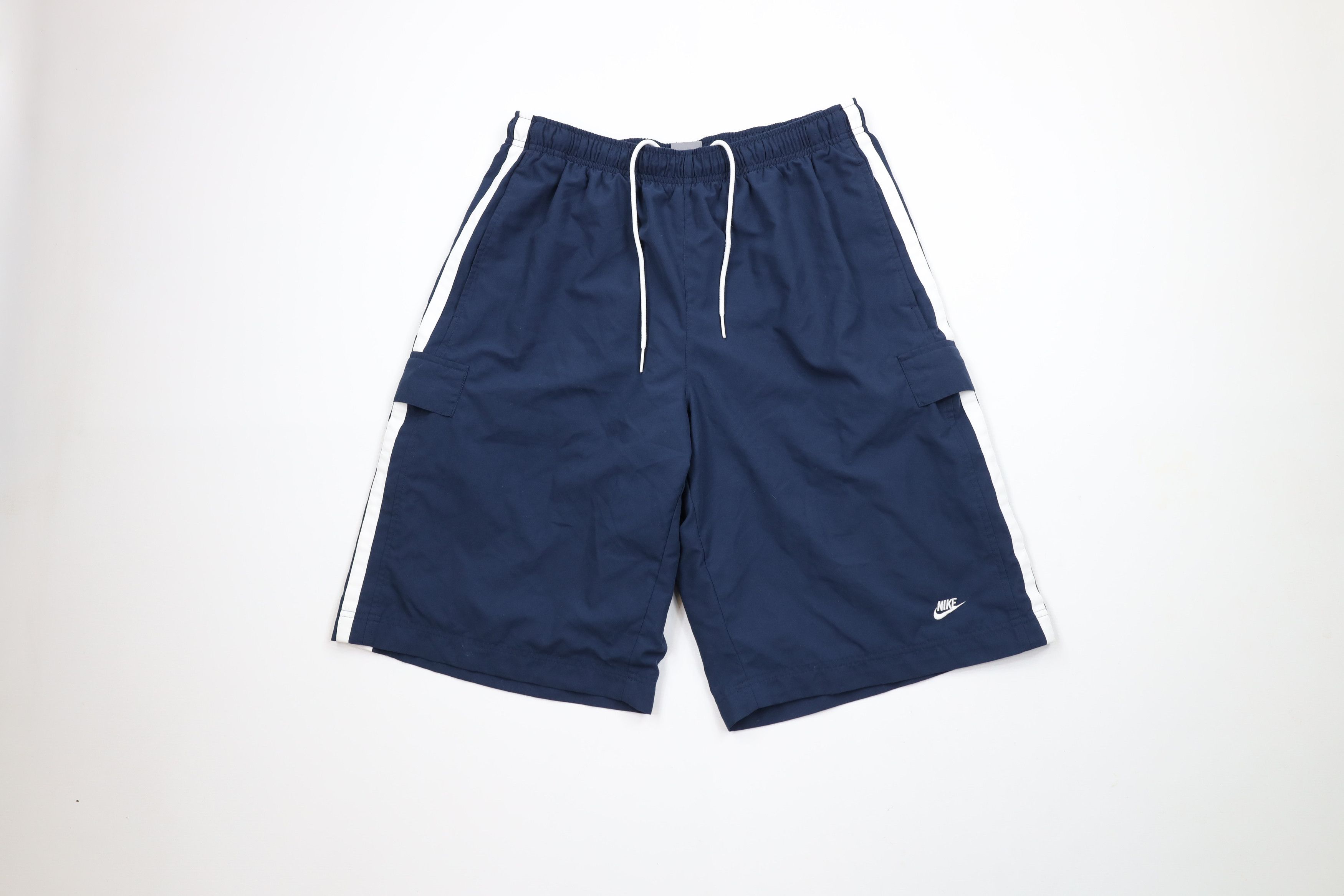 Nike × Vintage Vintage Y2K Nike Mini Swoosh Baggy Lined Cargo Shorts Blue Size US 36 / EU 52 - 1 Thumbnail