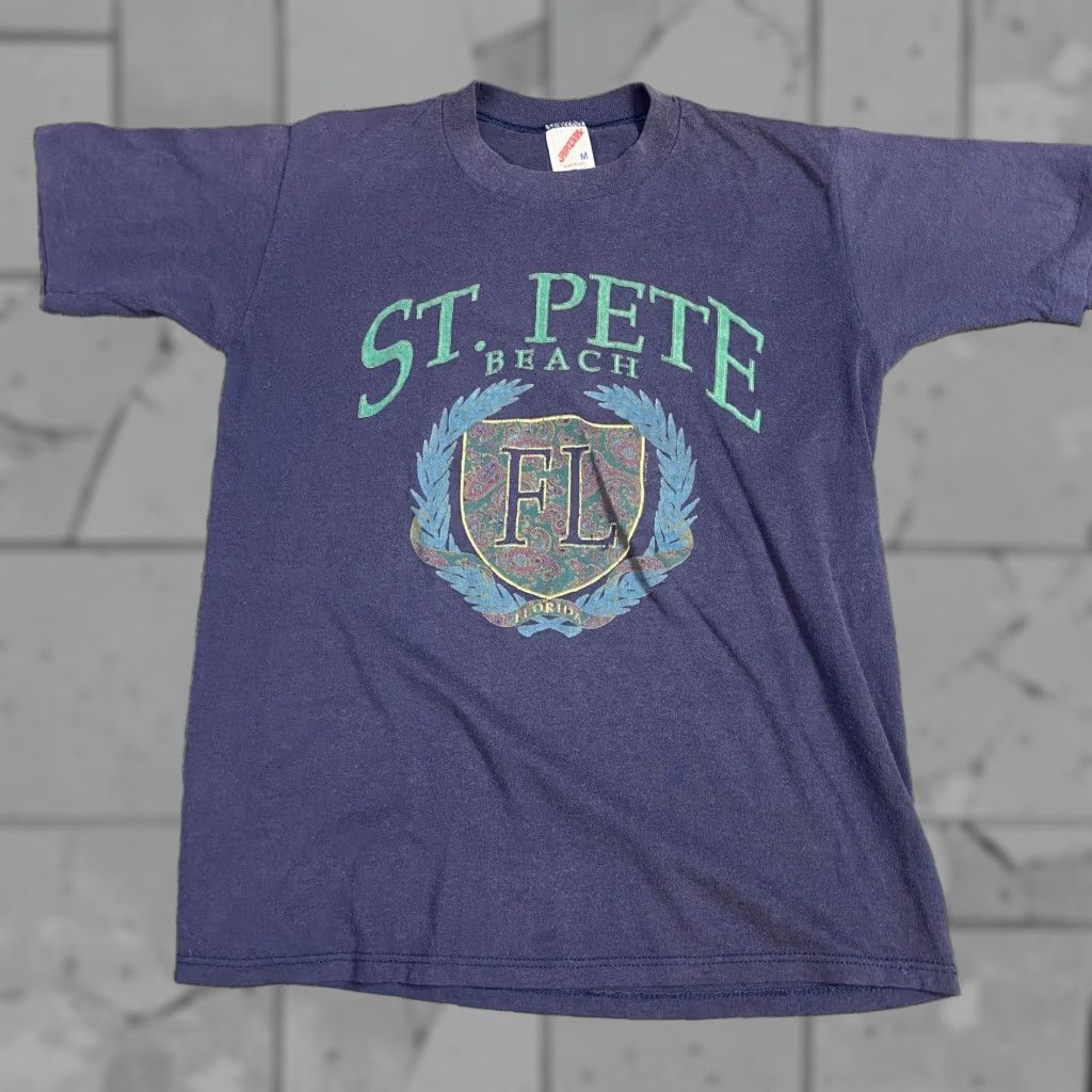 Vintage VINTAGE American Vintage St. Pete Beach T-shirt Mens S Blue Cotton Short Sleeve Crew Neck USA Made Shirts Tee Size US S / EU 44-46 / 1 - 1 Thumbnail