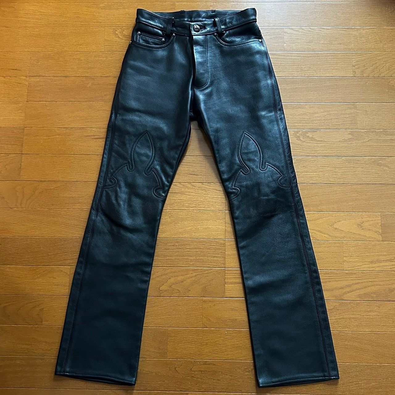 Chrome Hearts Chrome Hearts Fleur Knee Leather Pants Size US 29 - 1 Thumbnail