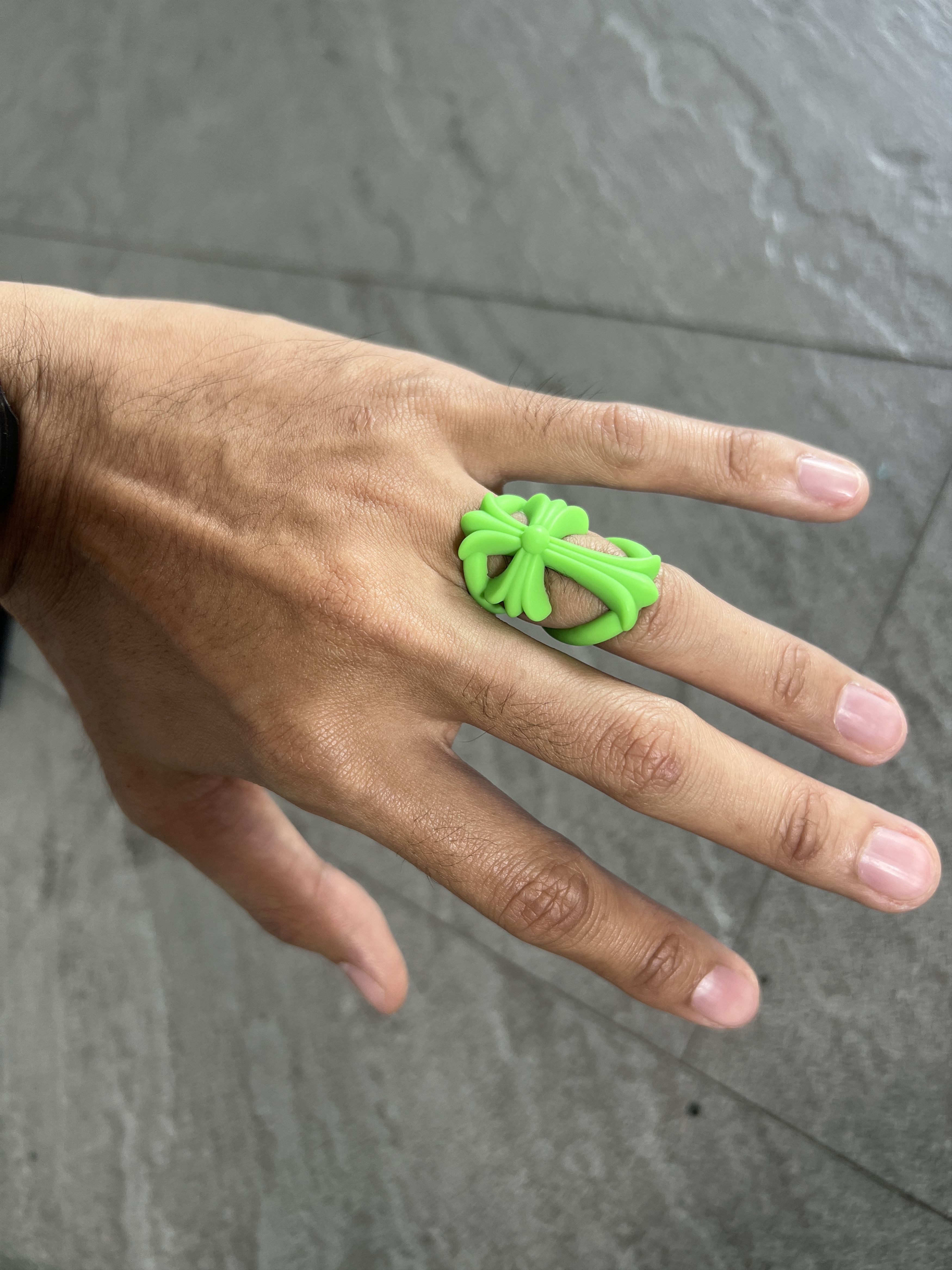 Chrome Hearts Chrome Hearts Neon Green Bow Rubber Ring 2022 Size ONE SIZE - 1 Thumbnail