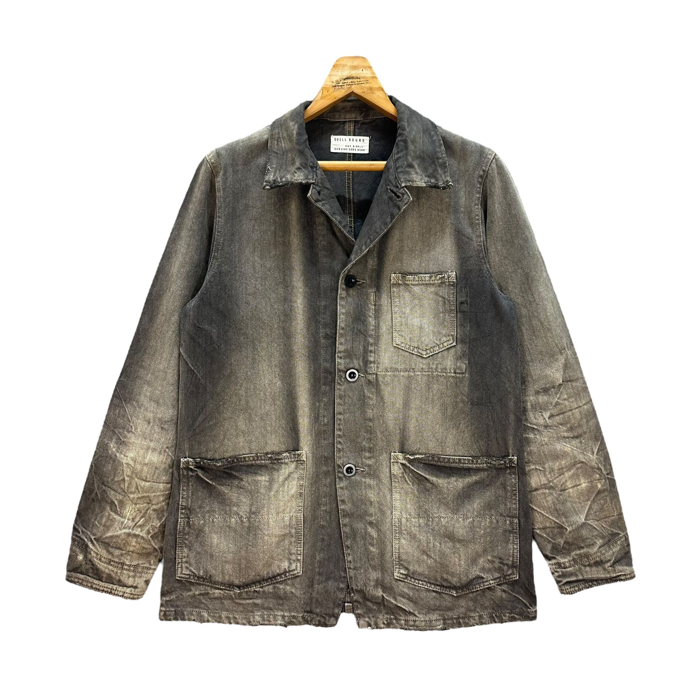 Japanese Brand SPELL BOUND TRASHED DENIM WORK JACKET #8819-028 Size US M / EU 48-50 / 2 - 1 Thumbnail