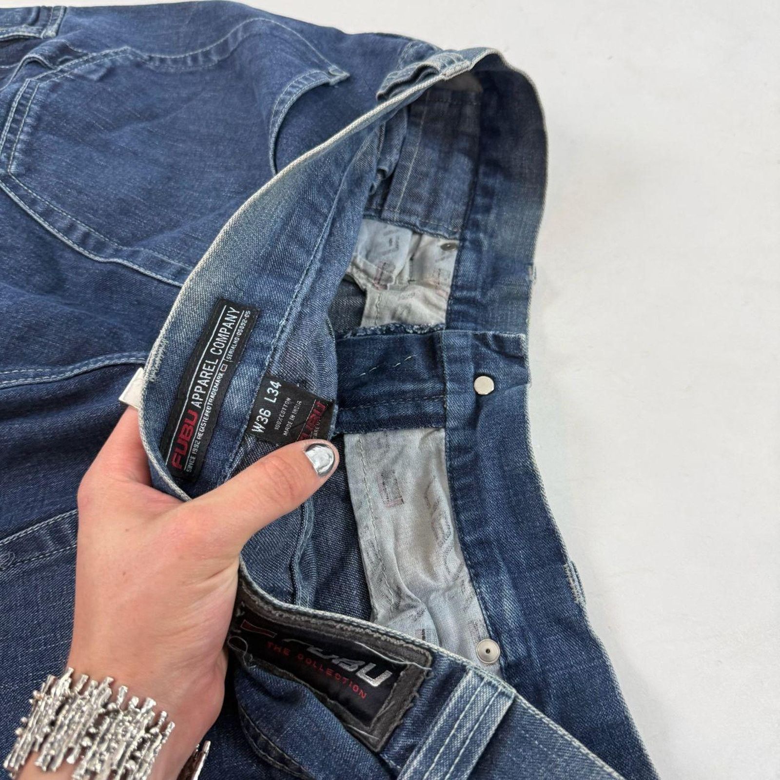 Fubu × JNCO × Vintage Vintage y2k carpenter baggy wide leg archive dark wash jeans Size US 36 / EU 52 - 6 Thumbnail