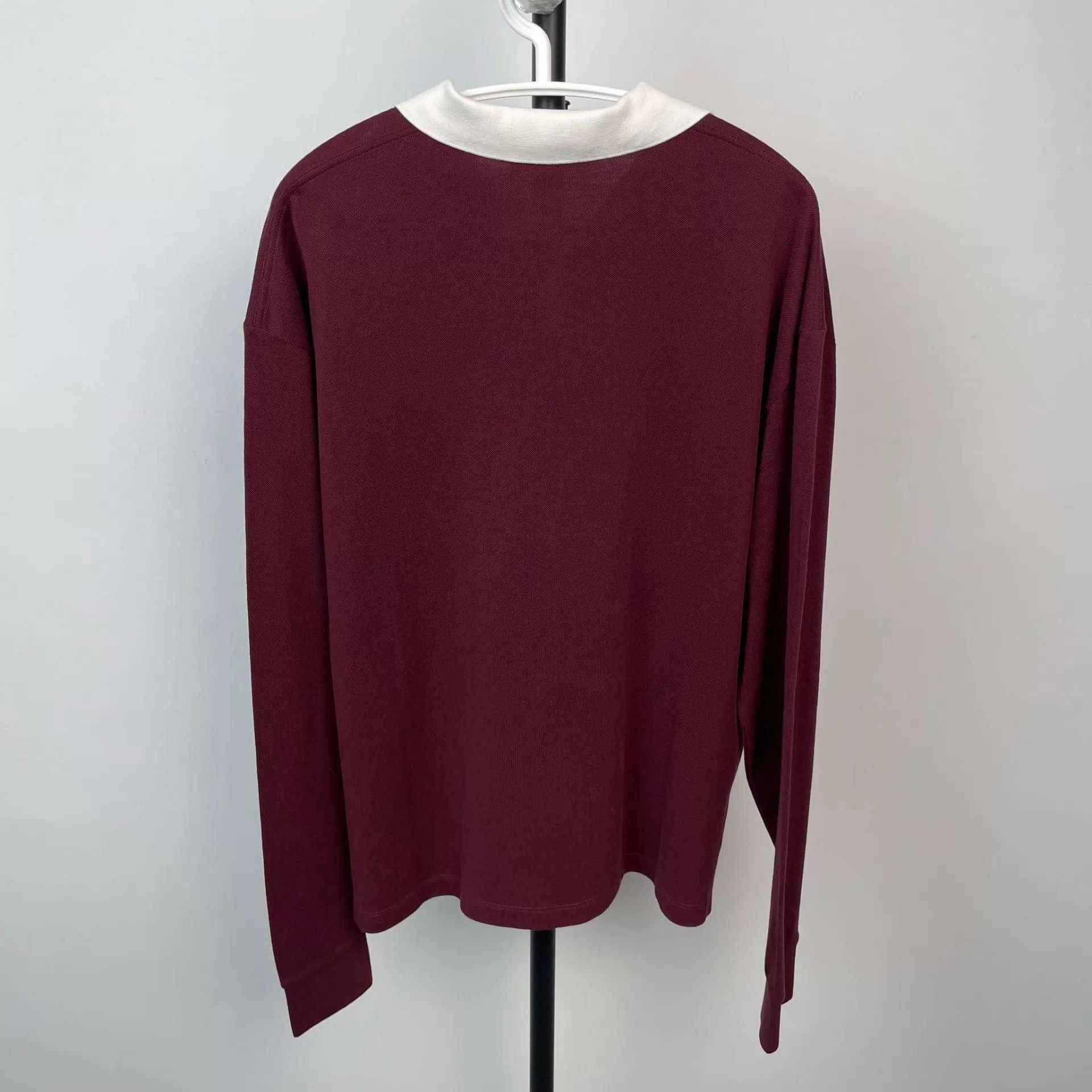 Miu Miu MIU MIU cotton long-sleeve POLO shirt burgundy XS Size XS / US 0-2 / IT 36-38 - 2 Thumbnail