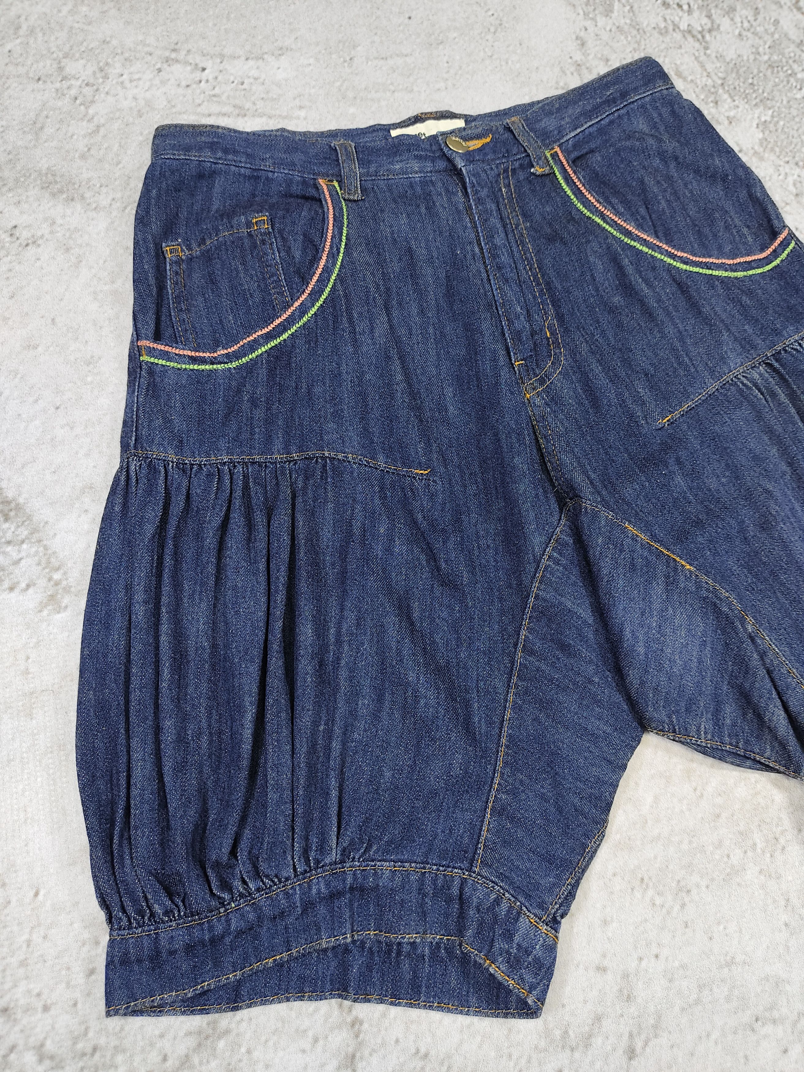 Ne-Net 00s Ne-net- Elephant Pacth Drop Crotch Balloon Denim Shorts Size 30" / US 8 / IT 44 - 7 Thumbnail