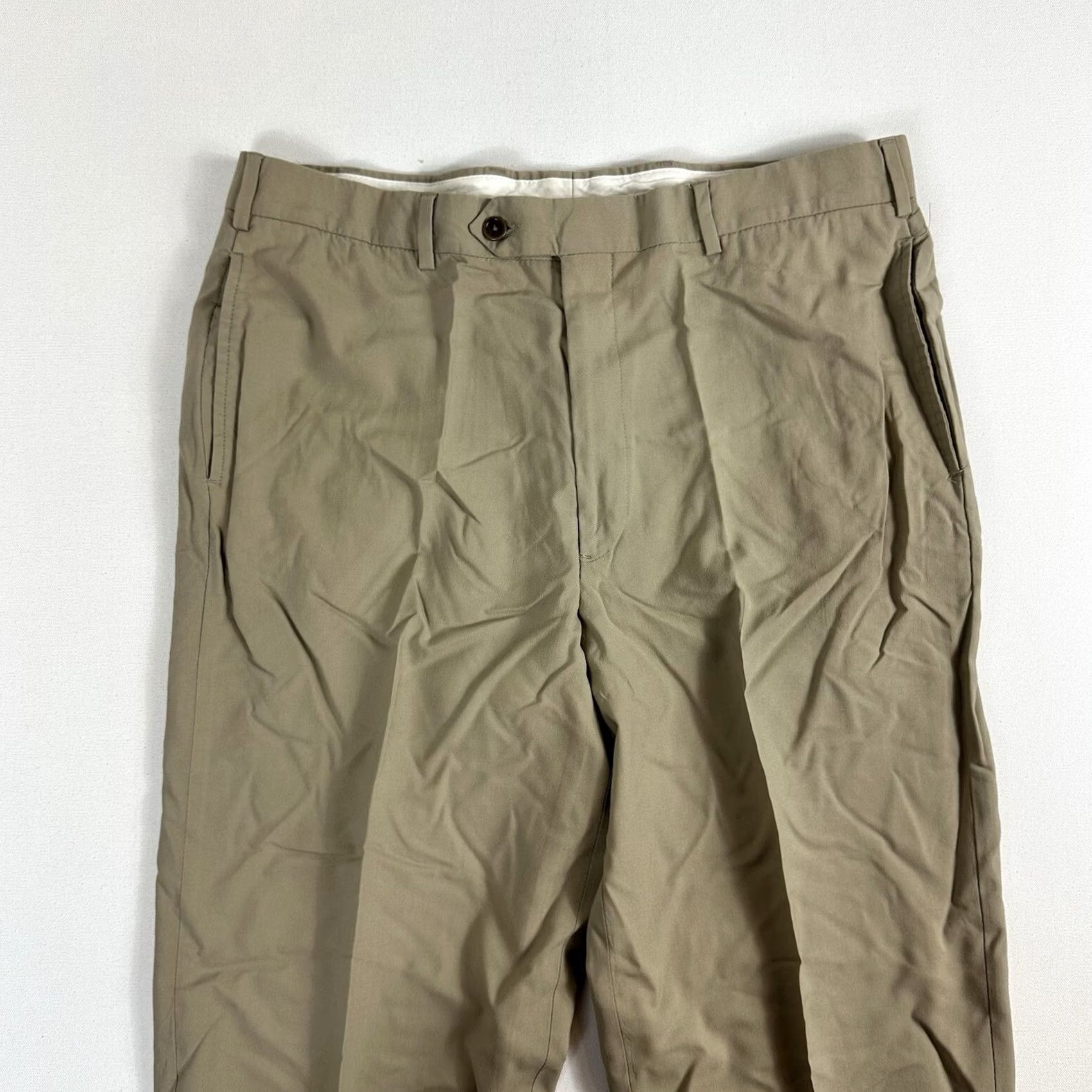 Brooks Brothers Brooks Brothers 346 Pants Men 37x32 Beige Wool Solid Pleated Dress Pants Straight Front Formal Premium Luxury Office Size US 37 - 3 Thumbnail