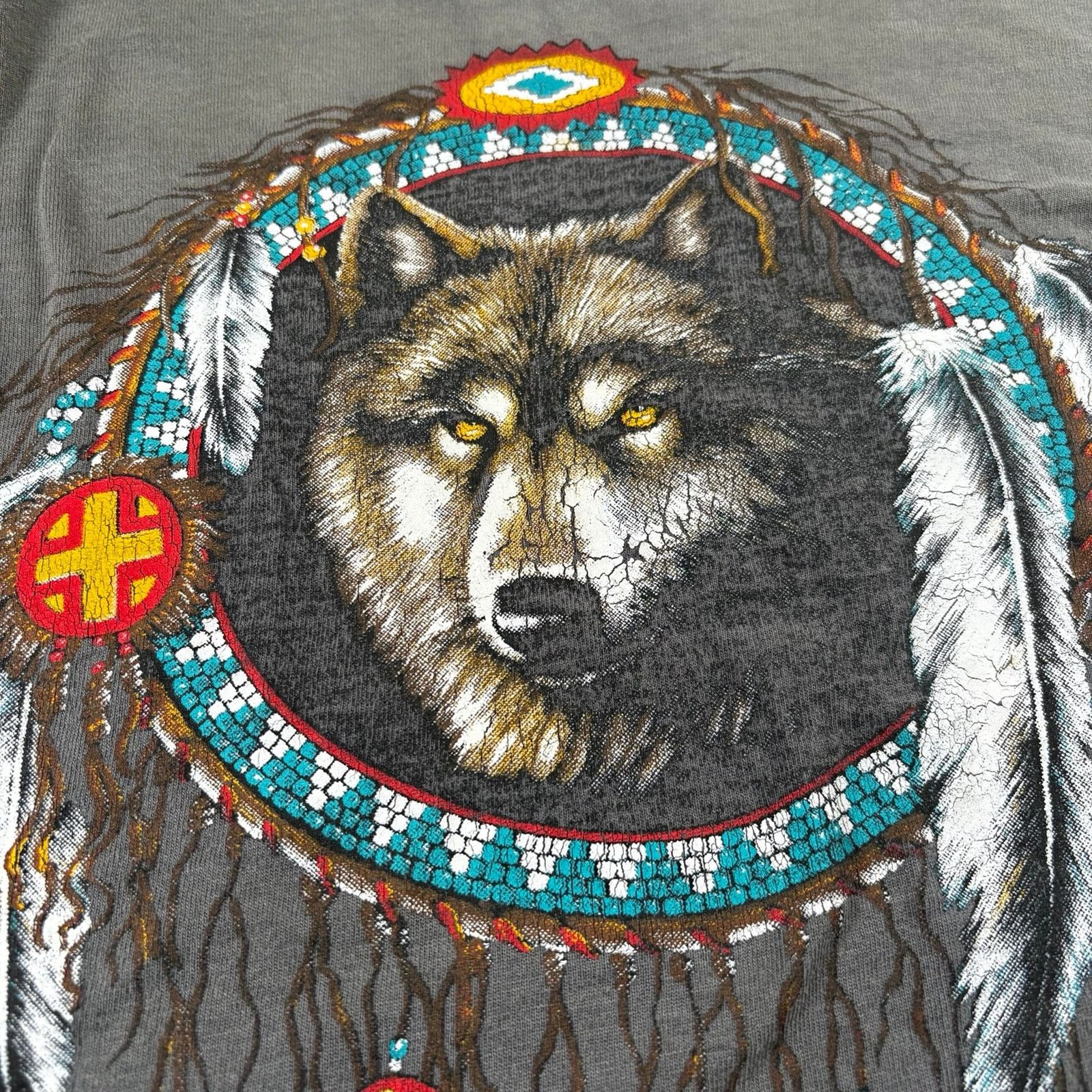 AAA Vintage 90s wolf dream catcher Native American long sleeve Size US XL / EU 56 / 4 - 1 Thumbnail