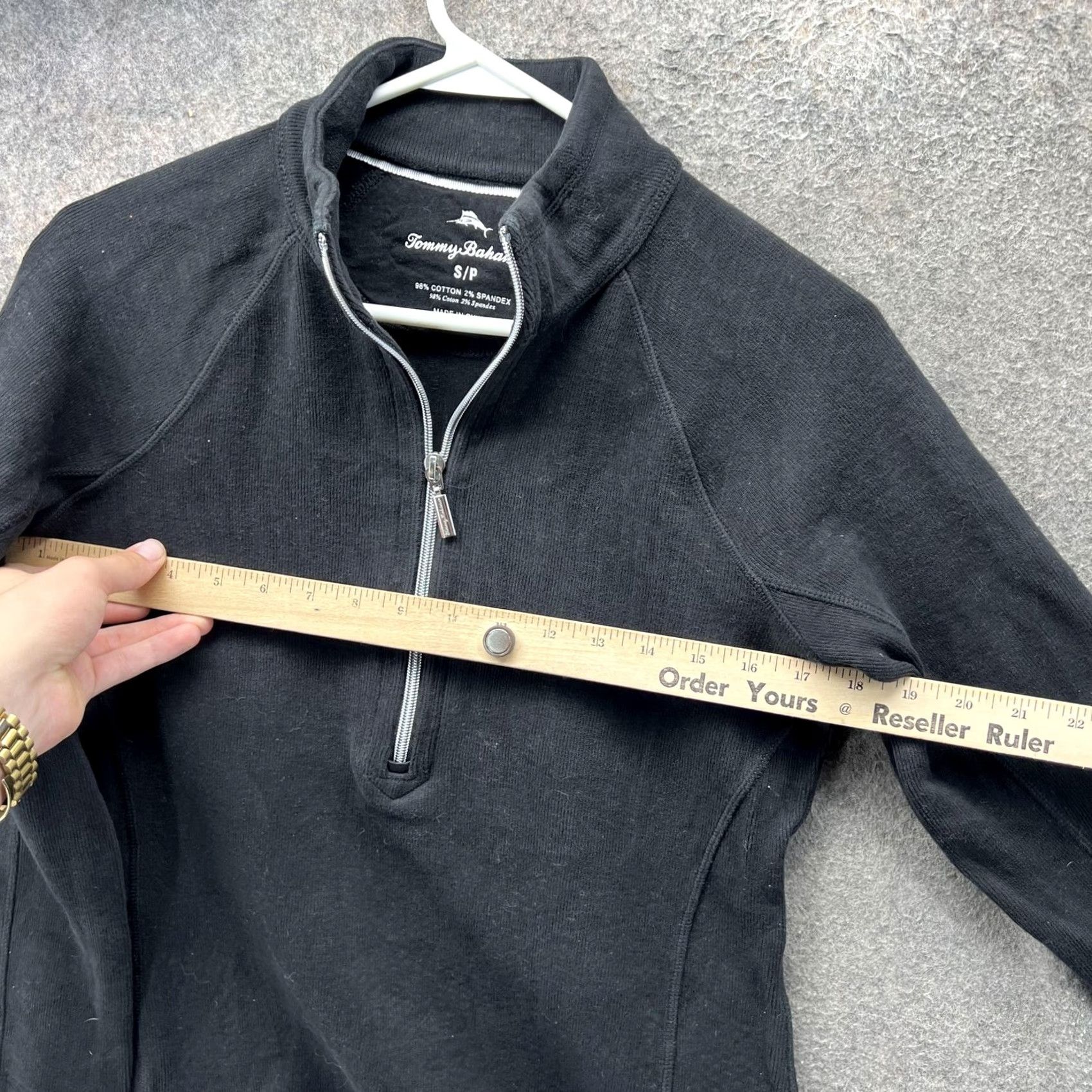Tommy Bahama VINTAGE Tommy Bahama Sweater Womens Small Black Half Zip Pullover Cotton Blend Top Size S / US 4 / IT 40 - 4 Thumbnail
