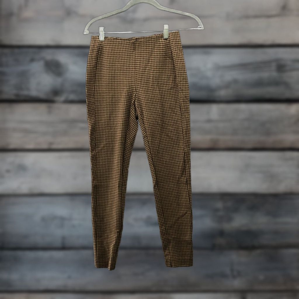 J. Jill J. Jill Ponte Leggings Womens XSP Tan Black Check Plaid Dark Academia Put On Elastic Waist Knit Ponte Leggings Womens XSP Size 26" / US 2 / IT 38 - 1 Thumbnail