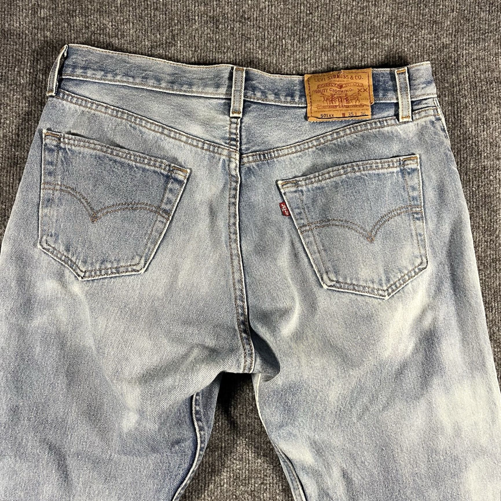 Levi's VINTAGE Levi's 501XX Jeans Denim Button Fly Regular Mens Jeans 34x31 Blue 90s USA Straight Limited Distressed USA Theme Men Size US 34 / EU 50 - 5 Thumbnail