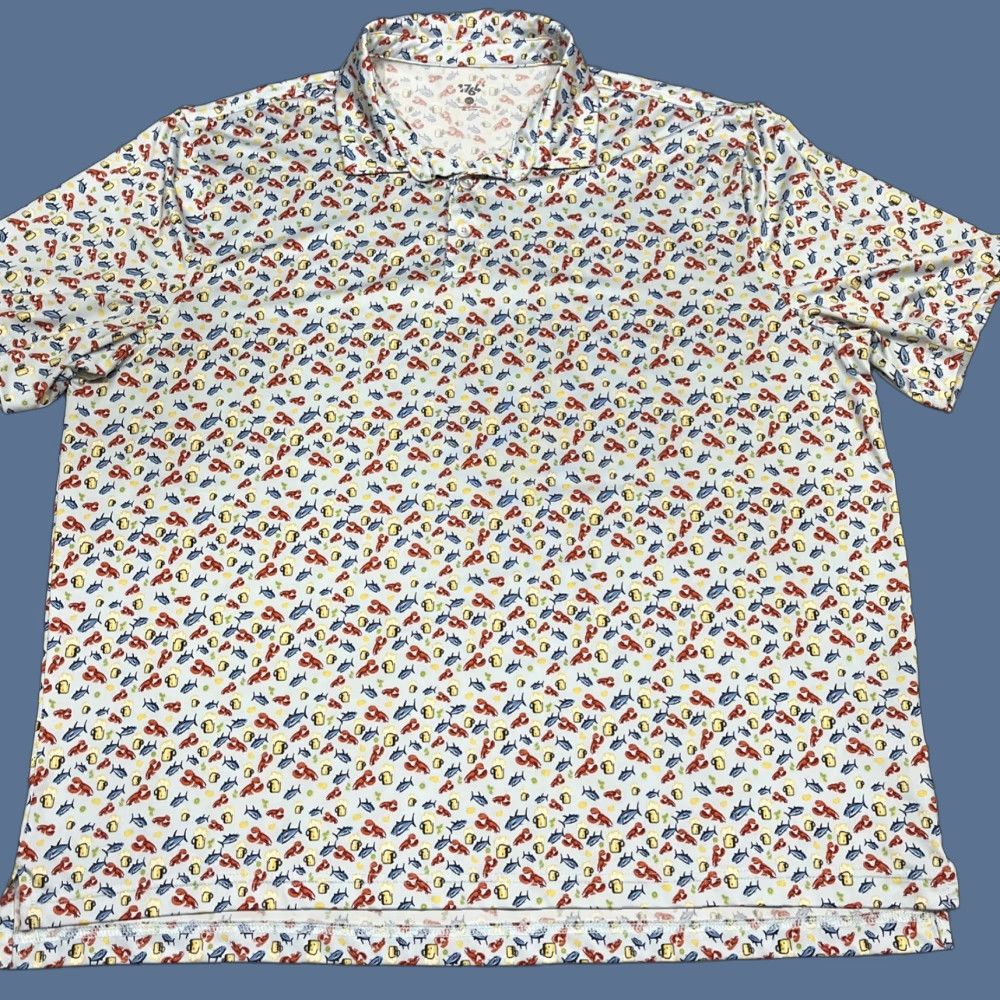 Vintage Mens 1764 Golf Polo Shirt All Over Lobster Beer Fish Performance Printed 2XL Size US XXL / EU 58 / 5 - 1 Thumbnail