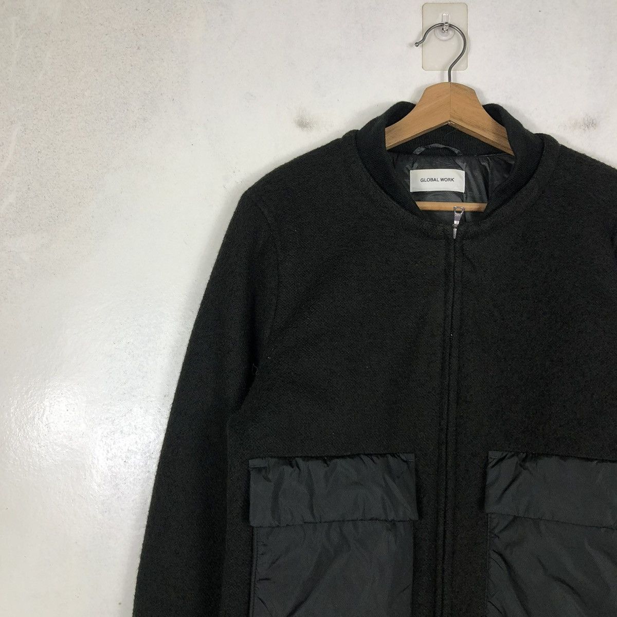 Japanese Brand 📌VINTAGE WOOL BIKER BOMBER JACKET GLOBAL WORK JAPAN Size US M / EU 48-50 / 2 - 8 Thumbnail