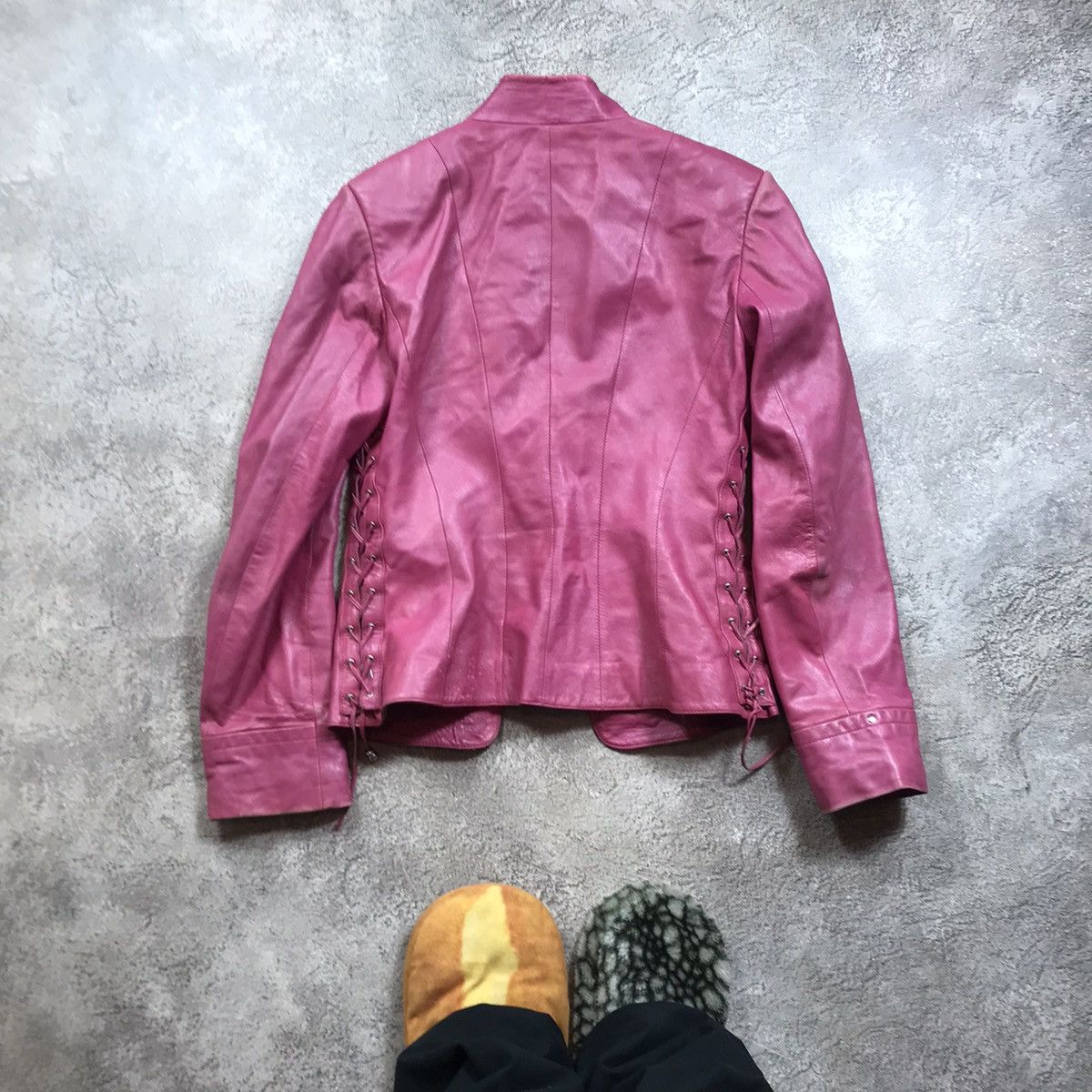 Vintage Vintage Y2K Magenta Leather Jacket Streetwear Embroidered L Size L / US 10 / IT 46 - 6 Thumbnail