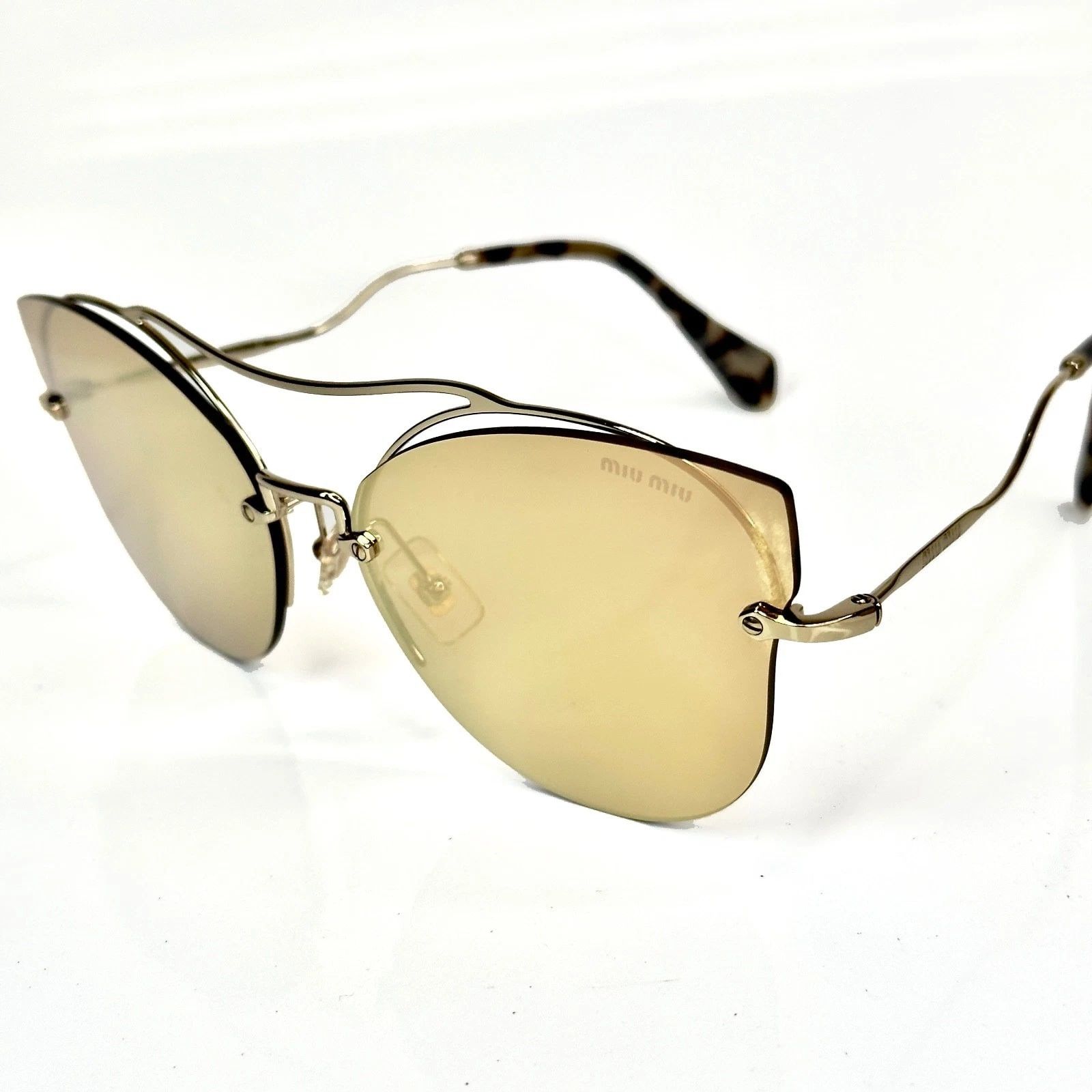 Miu Miu MIU MIU MU52SS SCENIQUE Butterfly 52S Gold Peach Sunglasses Size ONE SIZE - 4 Thumbnail