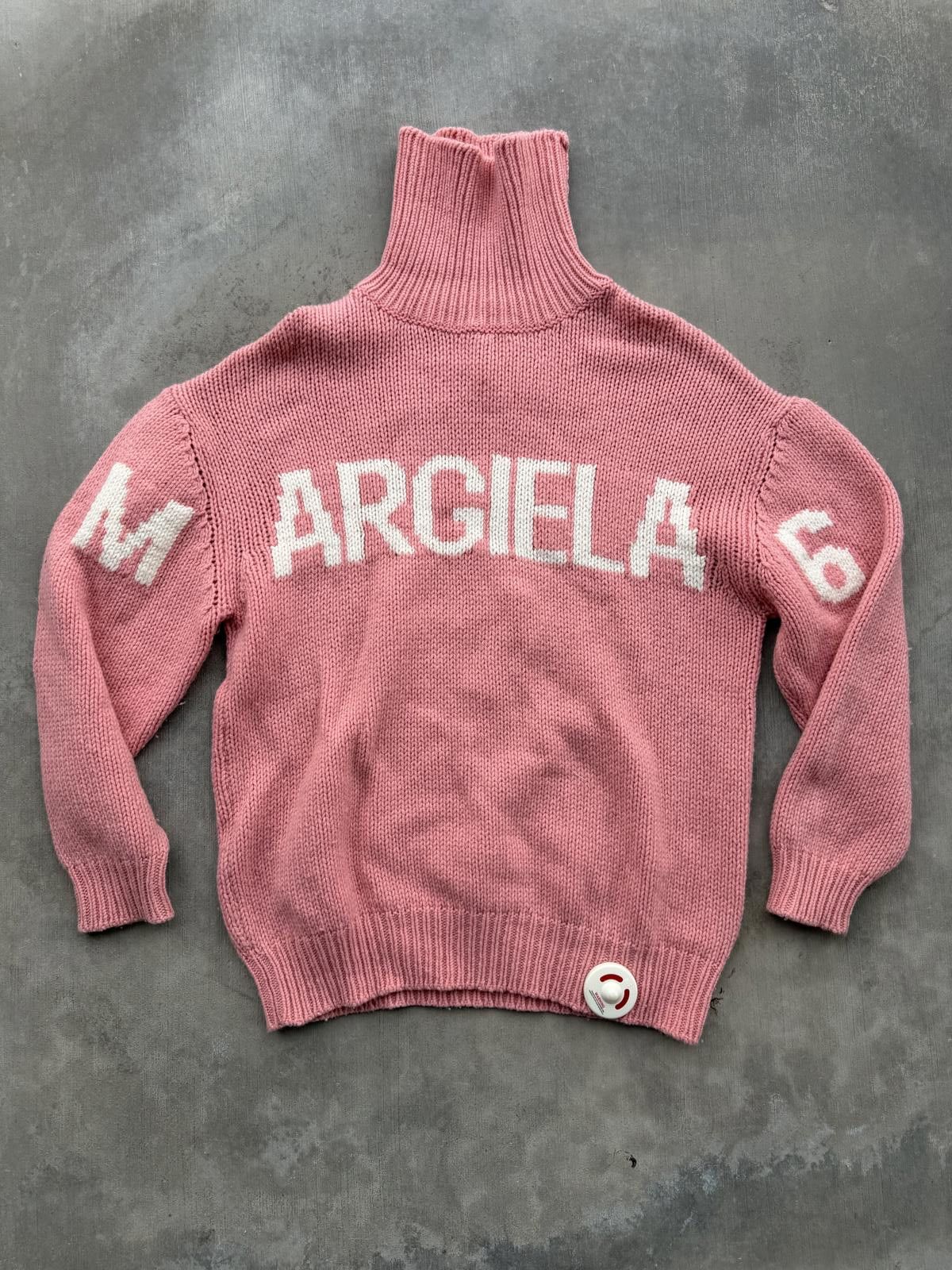 Maison Margiela Maison Margiela MM6 Kids Logo Knit Crewneck – Pink – 14Y Size US XXS / EU 40 - 1 Thumbnail