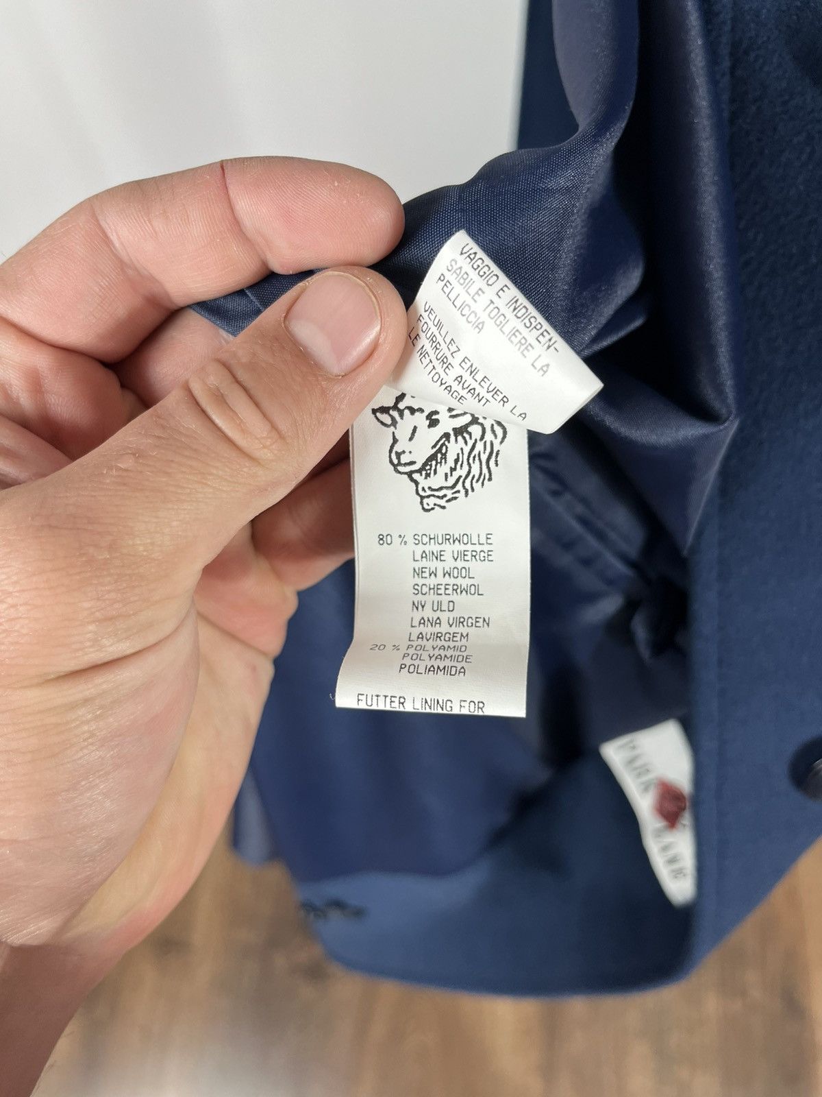 Designer Vintage Navy Wool Overcoat by Park Lane – Classic Design Size L / US 10 / IT 46 - 11 Thumbnail