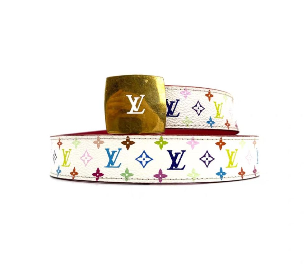 Louis Vuitton Louis Vuitton Multicolor Leather Belt with Gold Buckle Size ONE SIZE - 1 Thumbnail