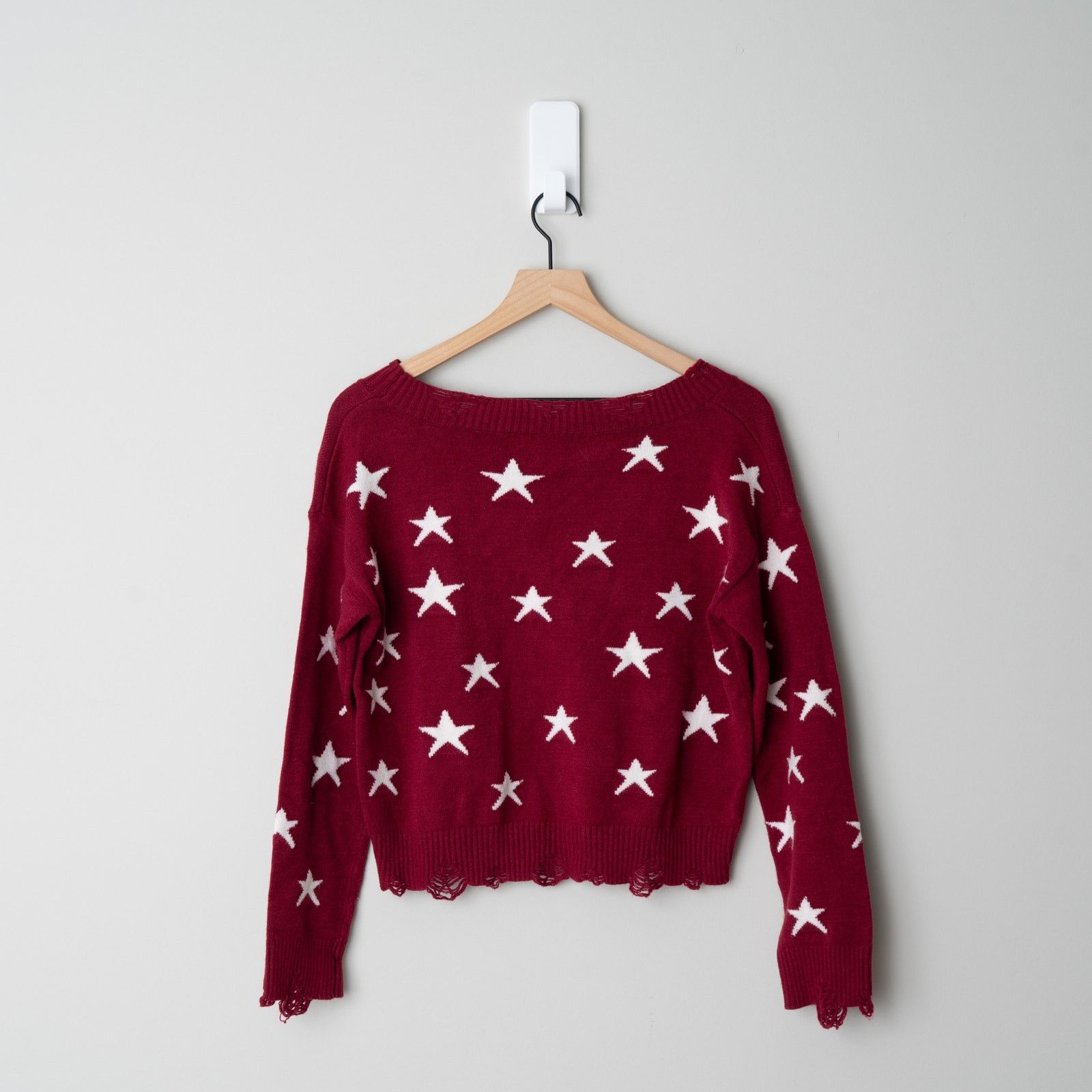 Other Wild Honey Star Pattern V-Neck Sweater Pullover Long Sleeve Size S / US 4 / IT 40 - 4 Thumbnail