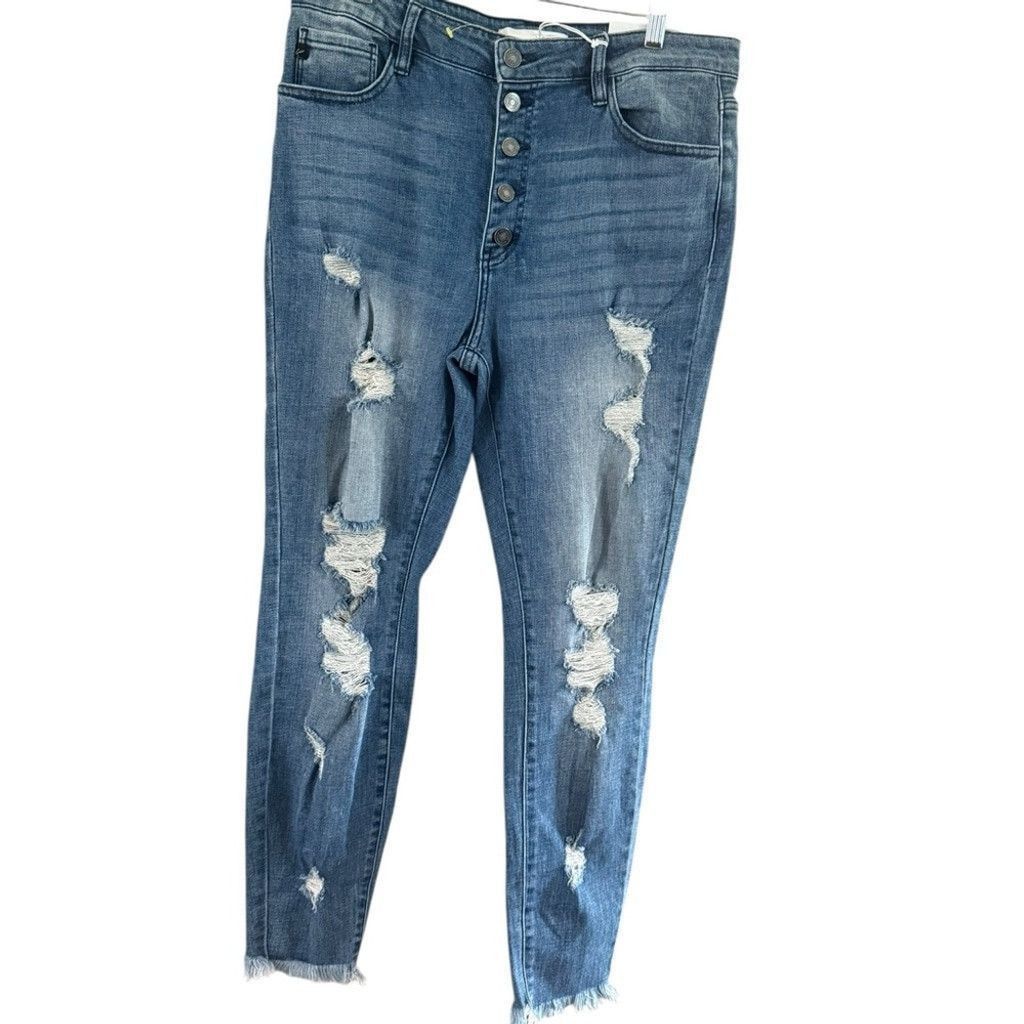 Kancan USA KanCan Medium Wash Cropped Jeans Size 30" / US 8 / IT 44 - 10 Thumbnail