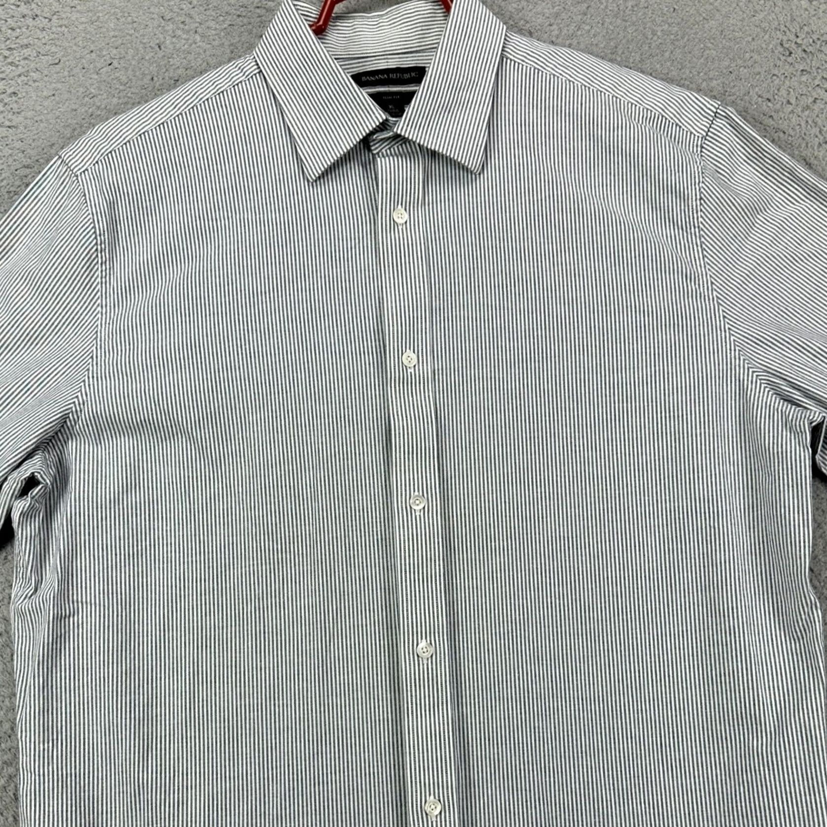 Banana Republic Banana Republic Shirt Button Up Men XL Gray Stripes Long Sleeve Slim Fit Size US XL / EU 56 / 4 - 2 Thumbnail