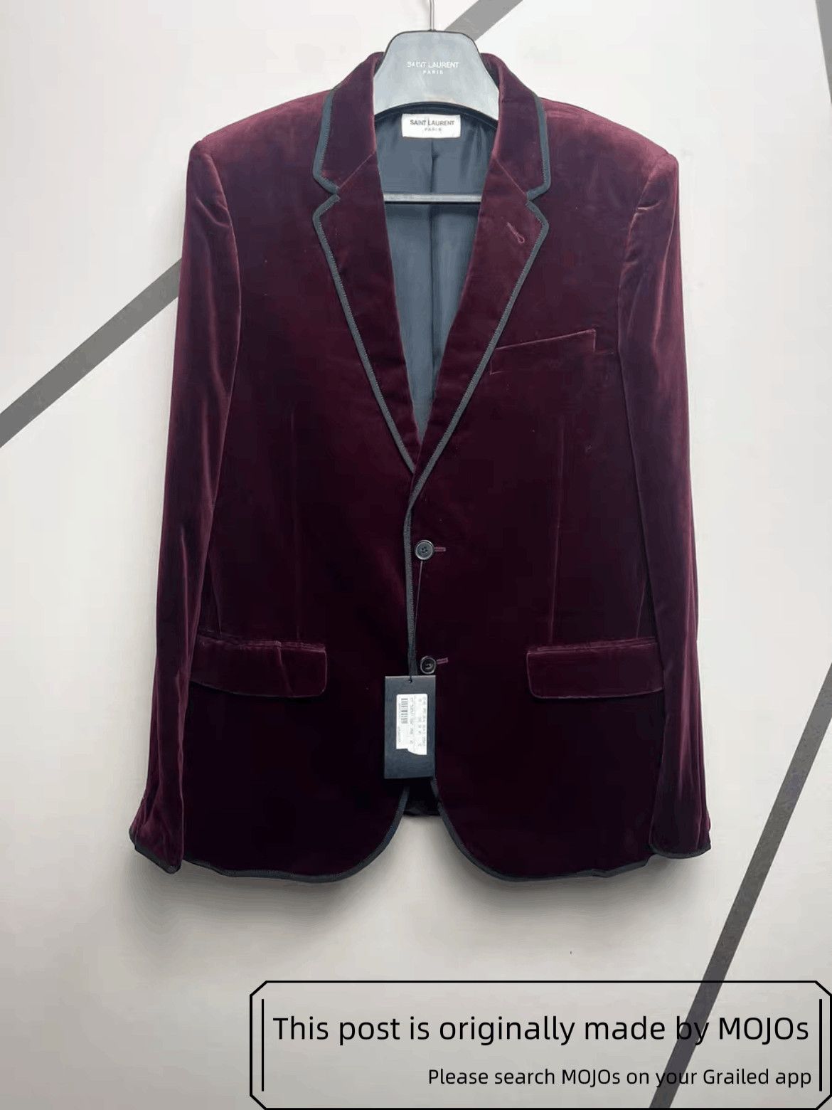 Saint Laurent Paris Sz 48 Saint Laurent Paris 14AW Wine Velvet Jacket mojos1144 Size US M / EU 48-50 / 2 - 1 Thumbnail