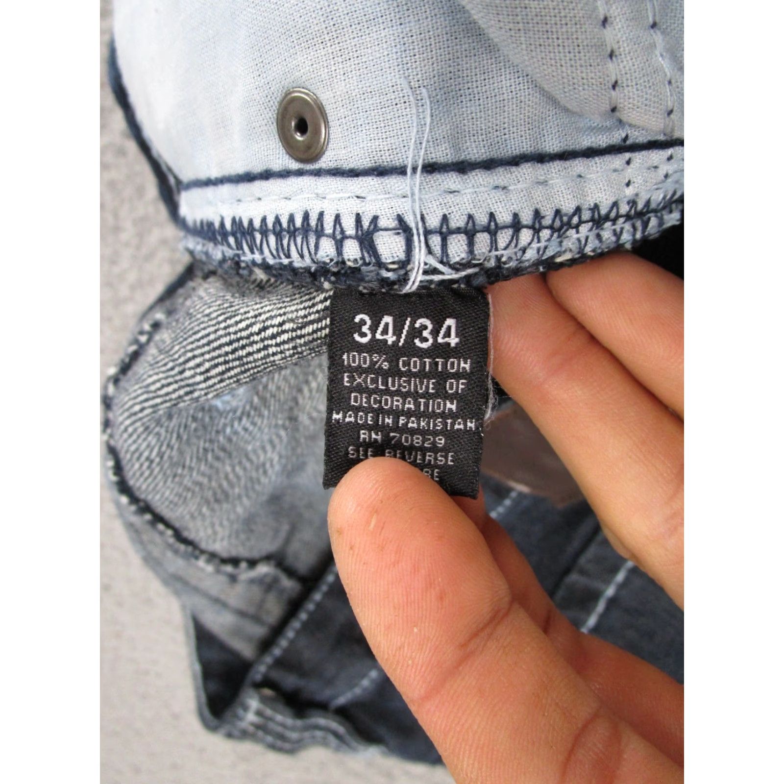 Denime CJ Black Jeans Mens Dark Wash Blue Denim Straight Leg Flap Pockets Size 34x34 Size US 34 / EU 50 - 5 Thumbnail