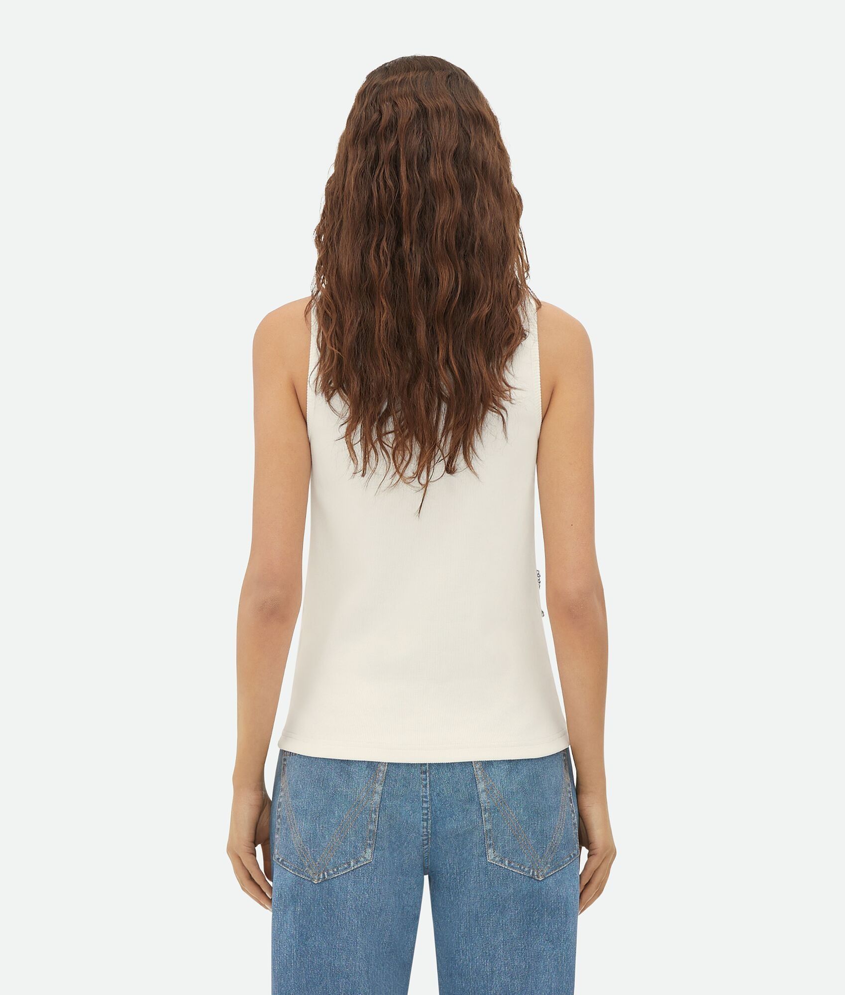 Bottega Veneta o1bcso1str0425 Embroidered Cotton Tank Top in White Size M / US 6-8 / IT 42-44 - 3 Thumbnail