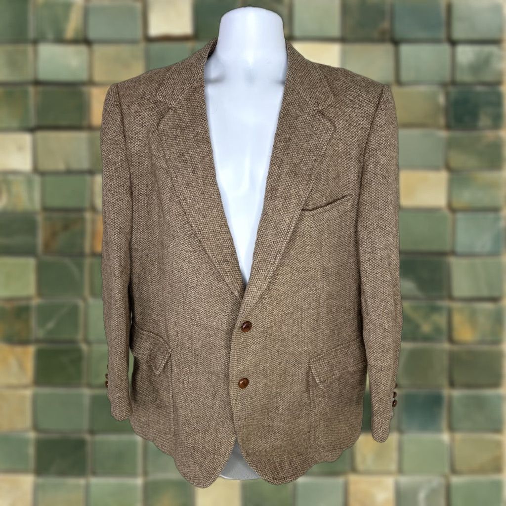 Pendleton VINTAGE Pendleton Blazer Sport Coat Jacket Mens XL 46R Wool Tweed Brown Notch Lapel Single-Breasted 2-Button Regular Fit Size 46R - 1 Thumbnail