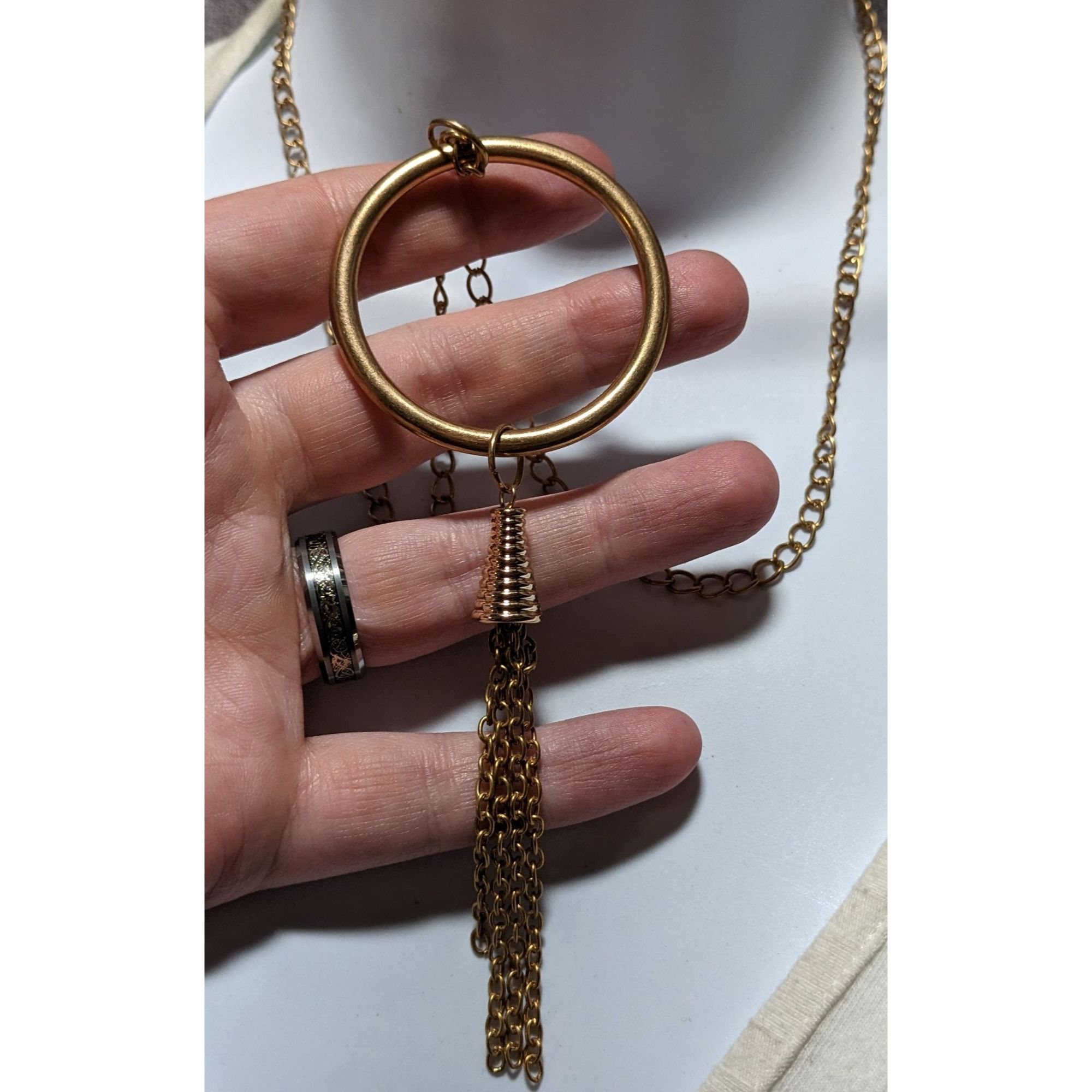 Other Bohemian Gold Hoop Pendant Tassel Neckalce Size ONE SIZE - 4 Thumbnail