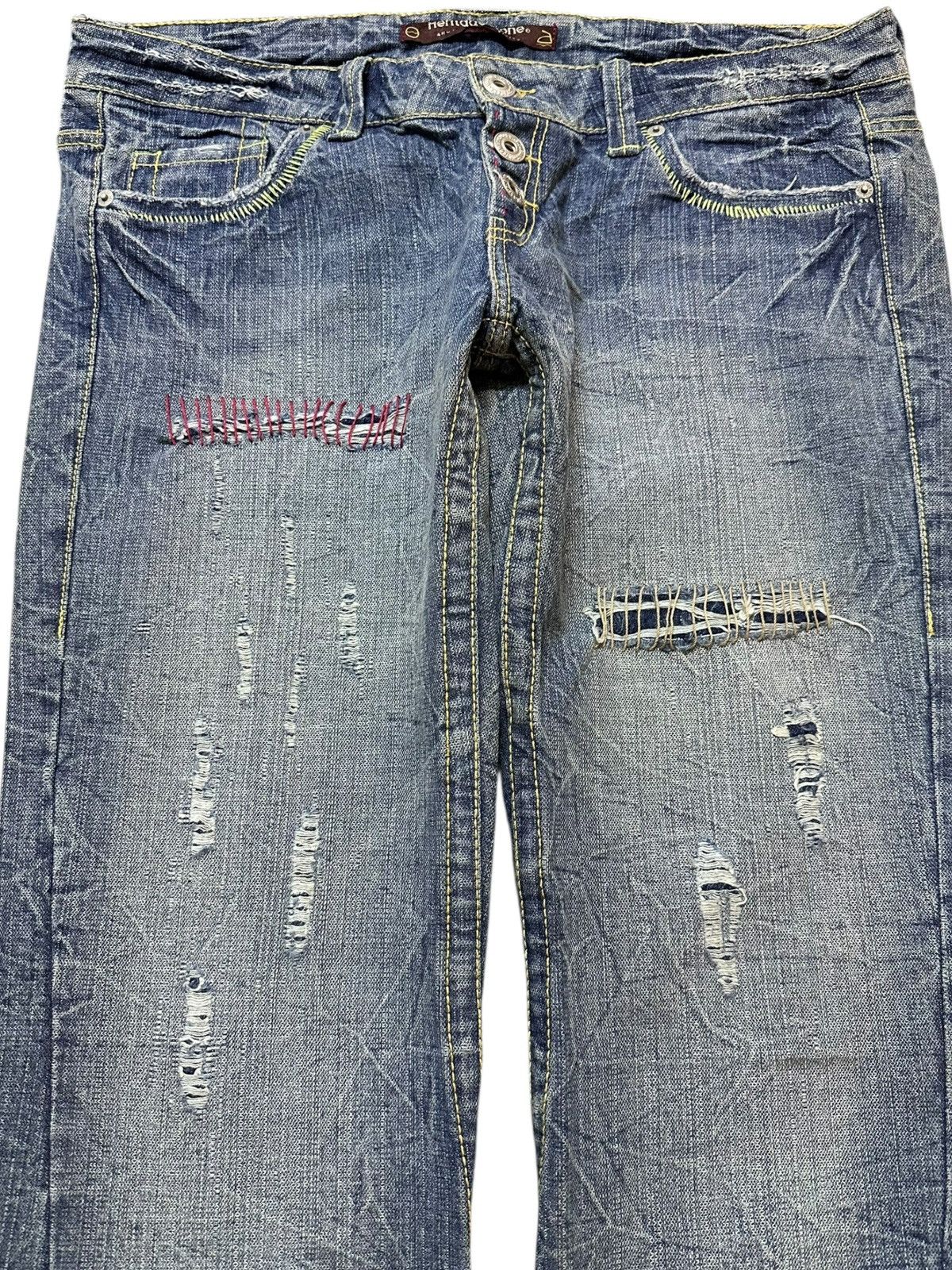 Japanese Brand Vintage Heritage Stone Baggy Wide Leg Grunge Distress Denim Size US 37 - 2 Thumbnail