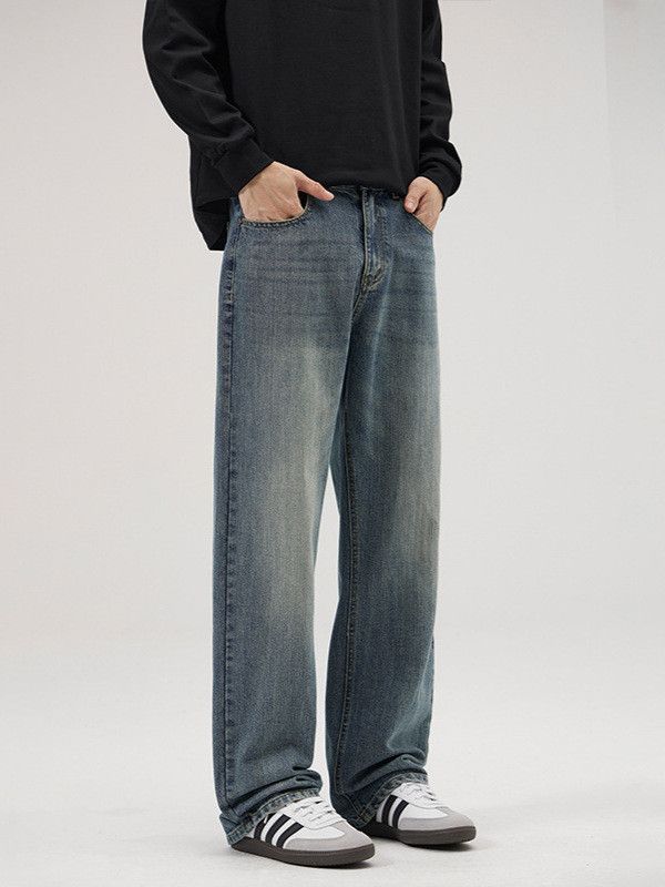 Japanese Brand Men's American Retro Loose Washed Straight Leg Jeans Size US 32 / EU 48 - 3 Thumbnail