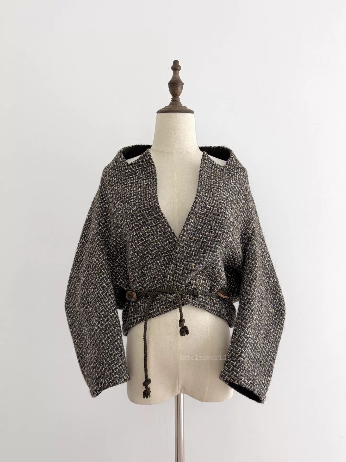 Y's Y's Yohji Wool Tweed Drawstring Short Jacket S2 Size XS / US 0-2 / IT 36-38 - 3 Thumbnail