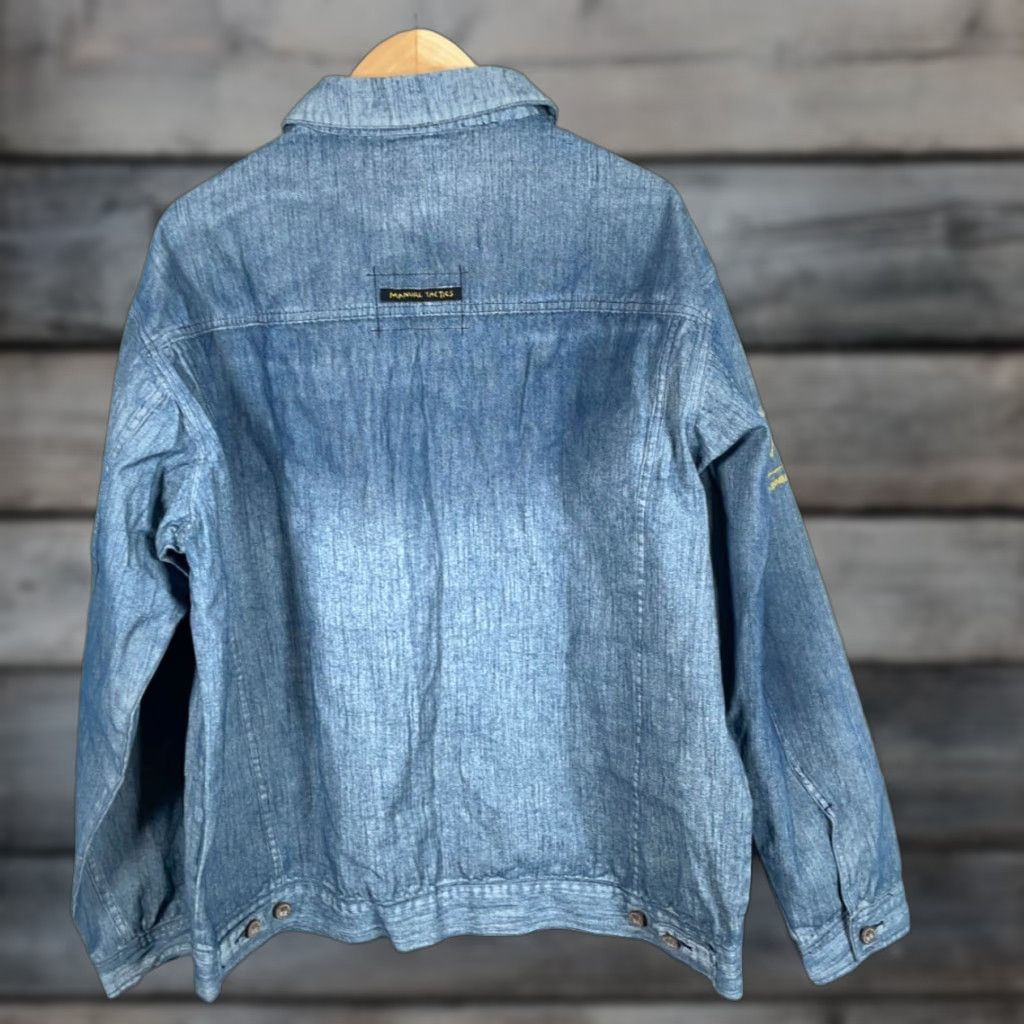 Denime PNB Nation Jean Jacket Men's 2XL Blue Denim Hip Hop Streetwear Y2K Vintage Jacket Size US 39 - 1 Thumbnail