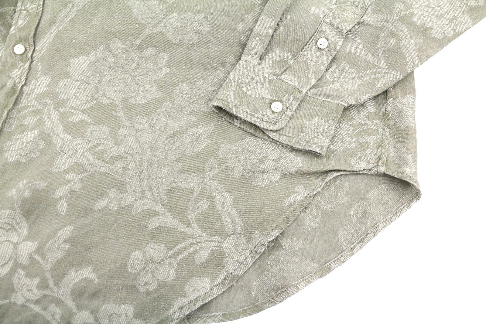 R13 JUMBO SHIRTDRESS M/L Olive Floral Linen PS26 Dress 88824 Size M / US 6-8 / IT 42-44 - 9 Thumbnail