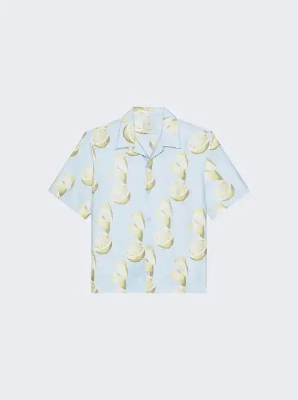 Givenchy o1mle0426 Lemon Print Bowling Shirt Blue/Yellow Size US L / EU 52-54 / 3 - 1 Thumbnail