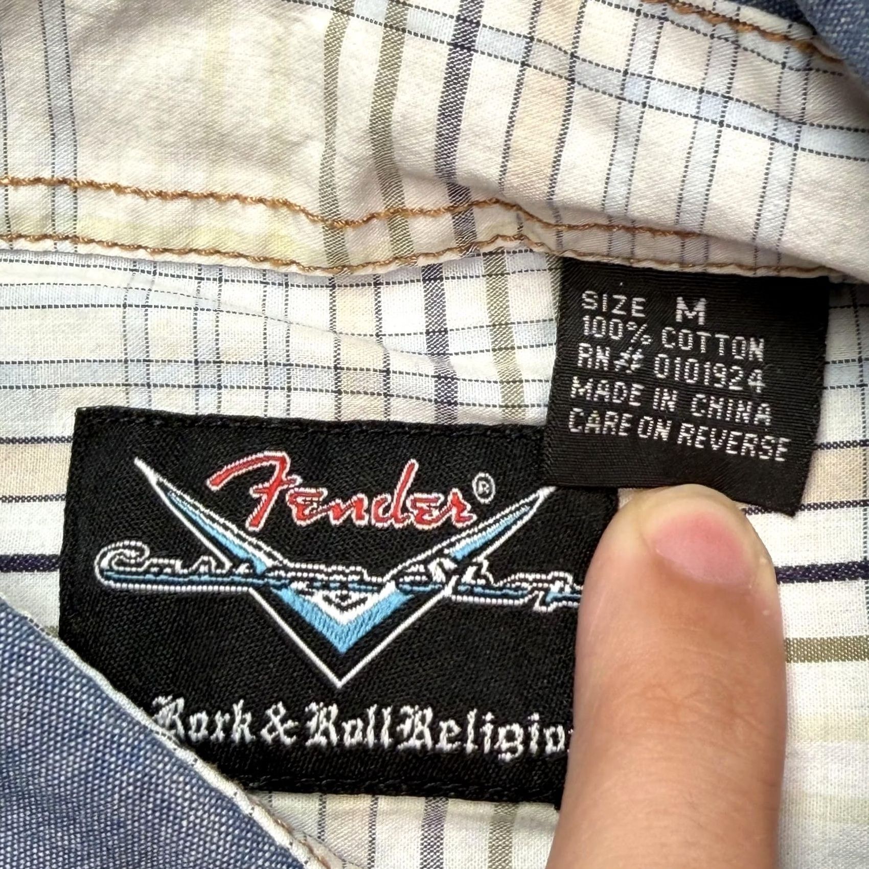 Fender Fender Shirt Mens M Blue Chambray Long Sleeve Snap Button Up Rock & Roll Size US M / EU 48-50 / 2 - 2 Thumbnail