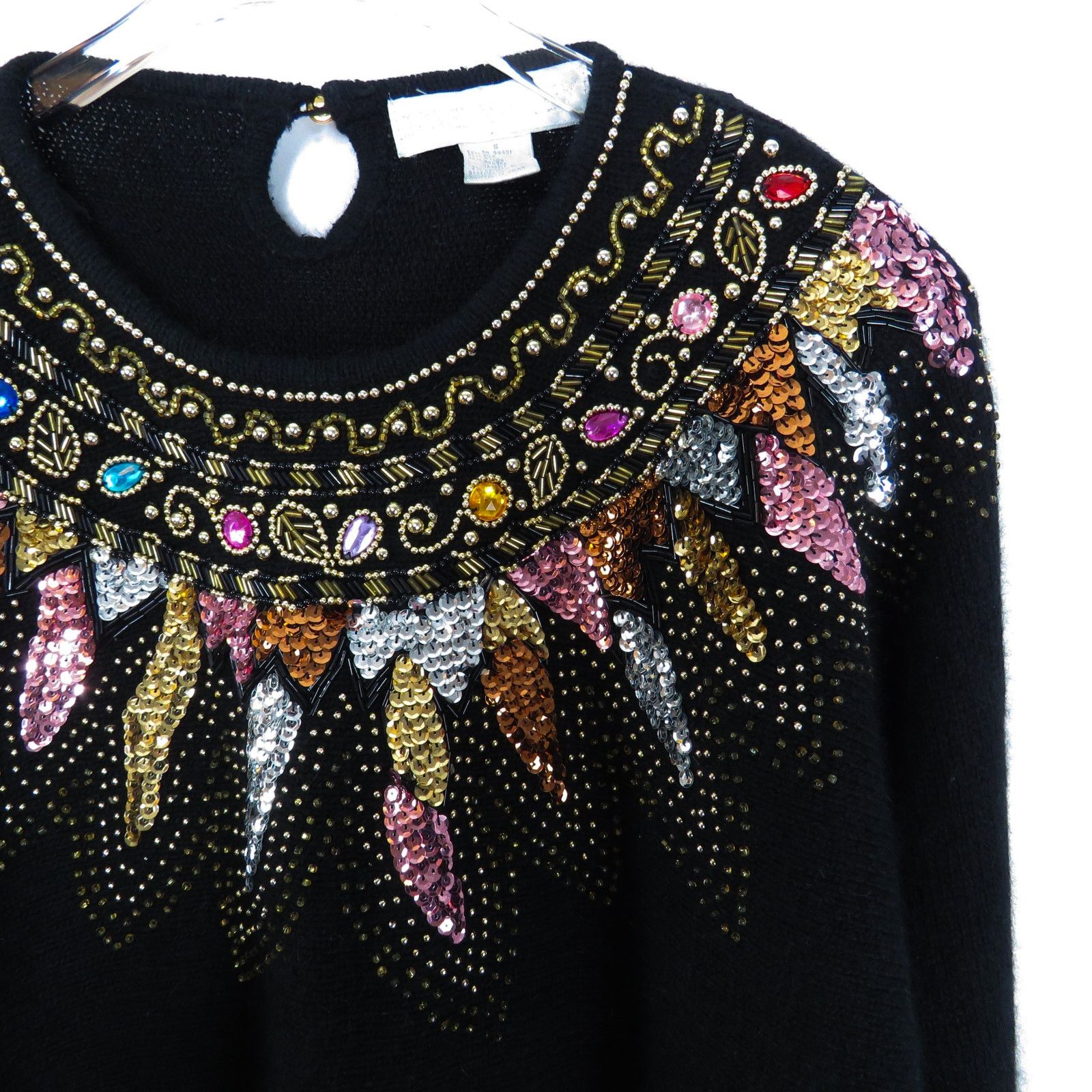 Vintage 1980s Vintage Rainbow Sequin Rhinestone Sweater Small Size S / US 4 / IT 40 - 5 Thumbnail