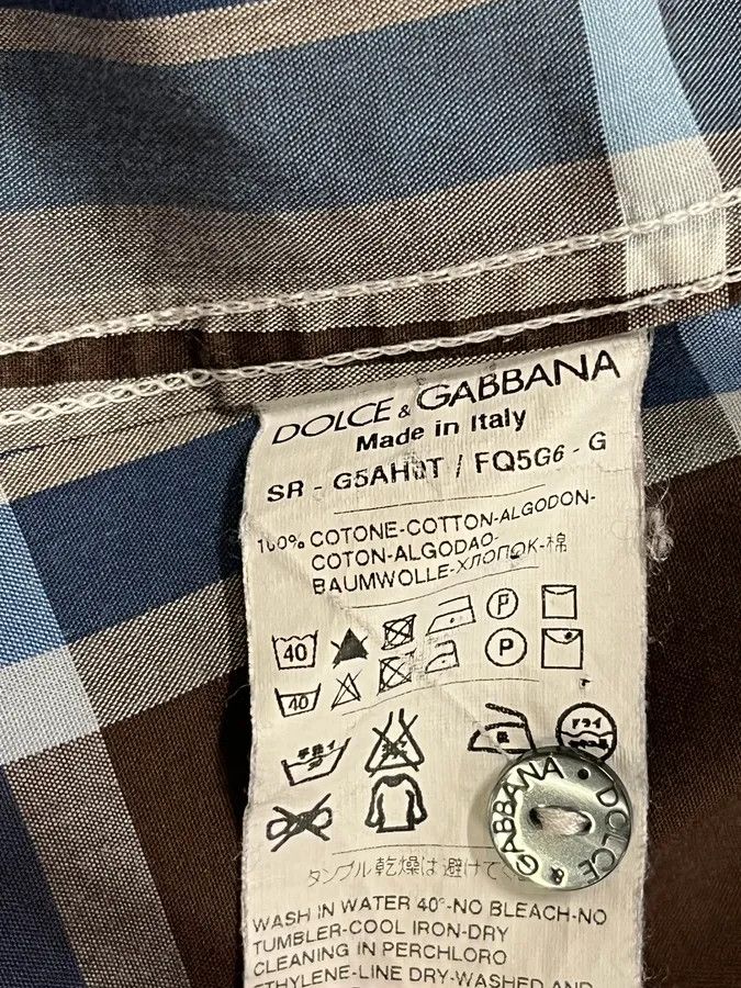 Dolce & Gabbana 2000s Dolce & Gabbana White & Brown Checkered Shirt Size US M / EU 48-50 / 2 - 12 Thumbnail